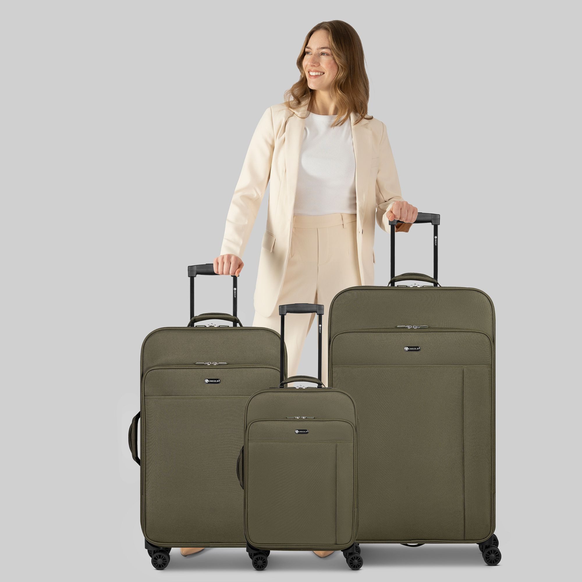CHECK.IN® Trolleyset Sevilla 2.0, 4 Rollen, (3-teilig, 3 tlg), Polyester