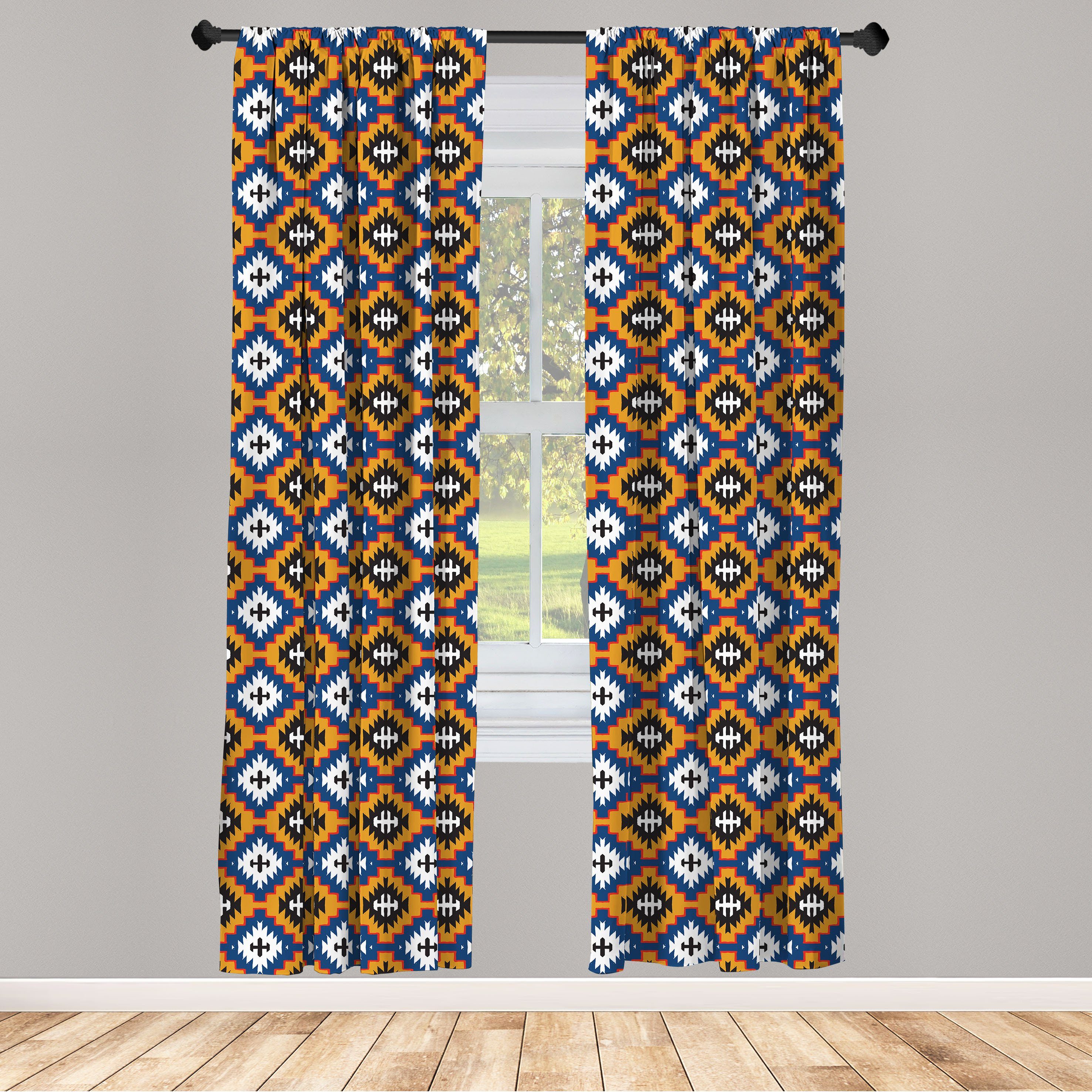 Gardine Vorhang für Wohnzimmer Schlafzimmer Dekor, Abakuhaus, Microfaser, Mexican Drucken Simplistic Ethnic Art