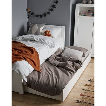 Lomadox Bettgestell NAVA-129, Bett, Bettschublade, Gästebett, 90x200 cm, weiß