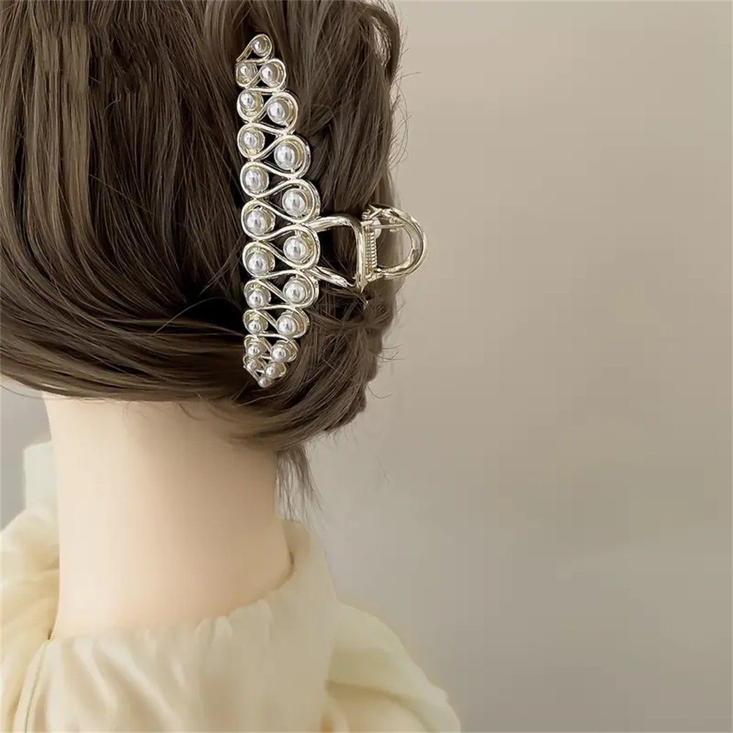 DAYUT Haarclip Mode Künstliche Perle Haarspange--Große Metallkralle Haarspange, 1-tlg.