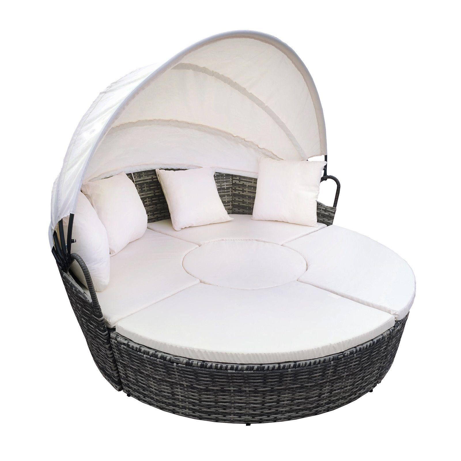 SVITA Sonneninsel NEVADA, Polyrattan-Lounge, mit Dach, Gartenliege, Grau | Sonneninseln