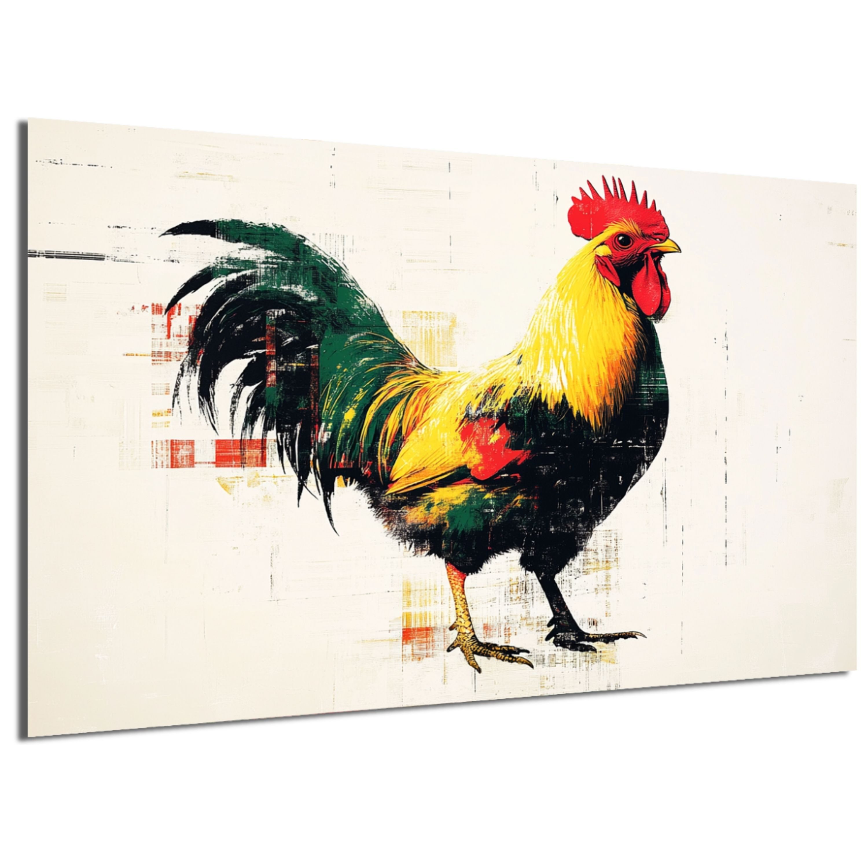 DARO Design Leinwandbild Modern Abstrakt Wandbilder XXL Wandbild Wand Deko Leinwand Bilder, (Hahn Warhol Glitch - Bild groß Wohnzimmer Schlafzimmer Küche Esszimmer Einteilig Querformat Fotodruck Leinwände Wanddeko Abstrakte Kunst Boho), 30x20cm