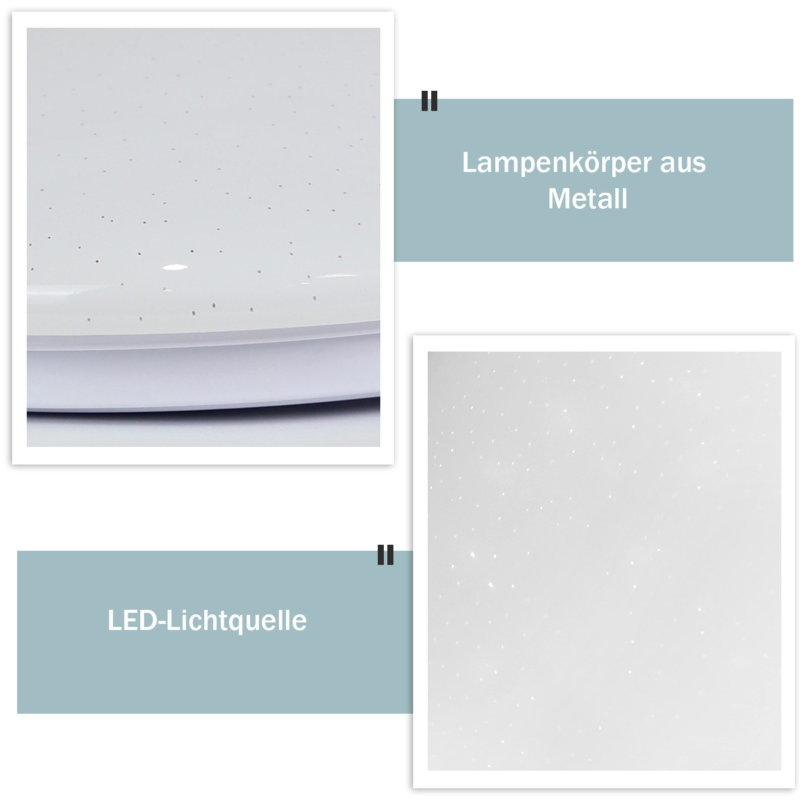ZMH Deckenleuchte Wohnzimmer Ø16.5CM Rund 5W Küchenlampe 3000/4000/6500K Flur, Warmweiß, Sternen-Design Schlafzimmerlampe Küche Büro – Bild 5 von 5