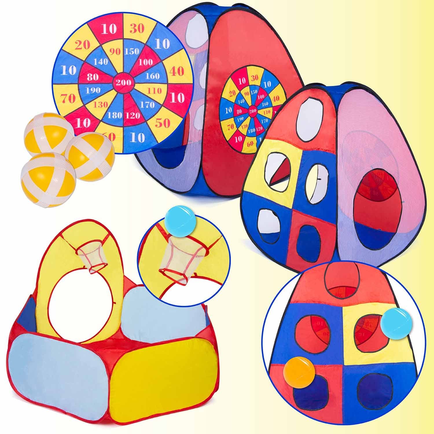 all Kids United Spielzelt Kinderspielzelt mit Tunnel und Bällebad–XXL PopUp günstig online kaufen