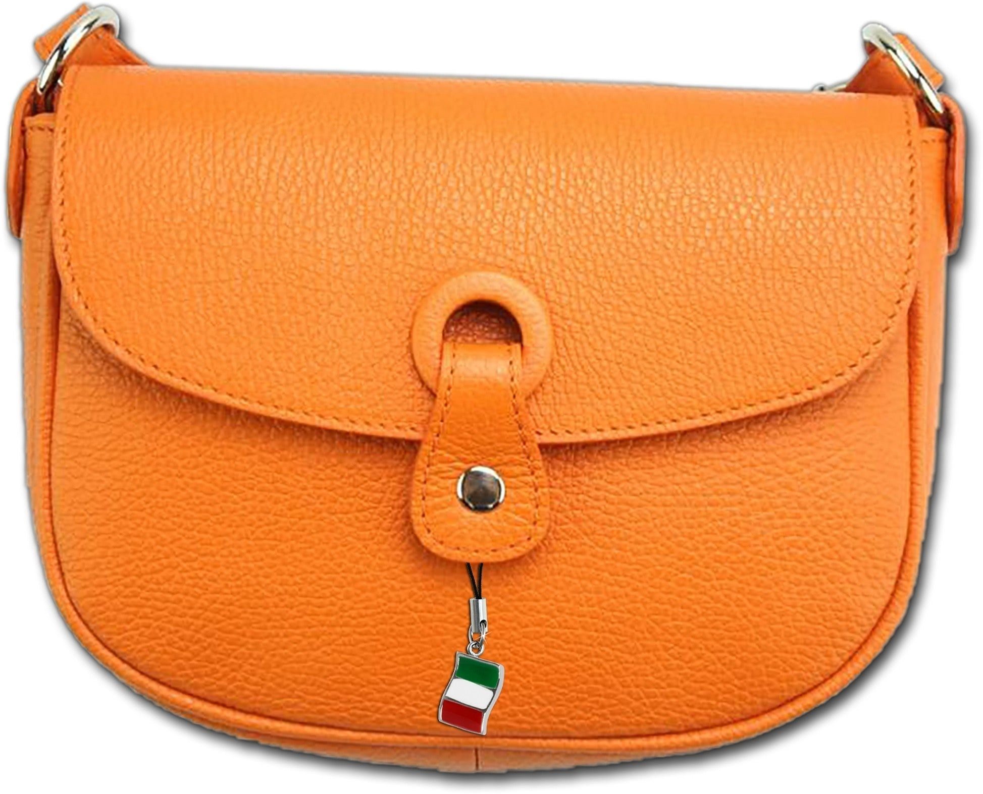 FLORENCE Umhängetasche Florence Leder Damen Handtasche orange, Damen Tasche  Echtleder orange, Made-In Italy