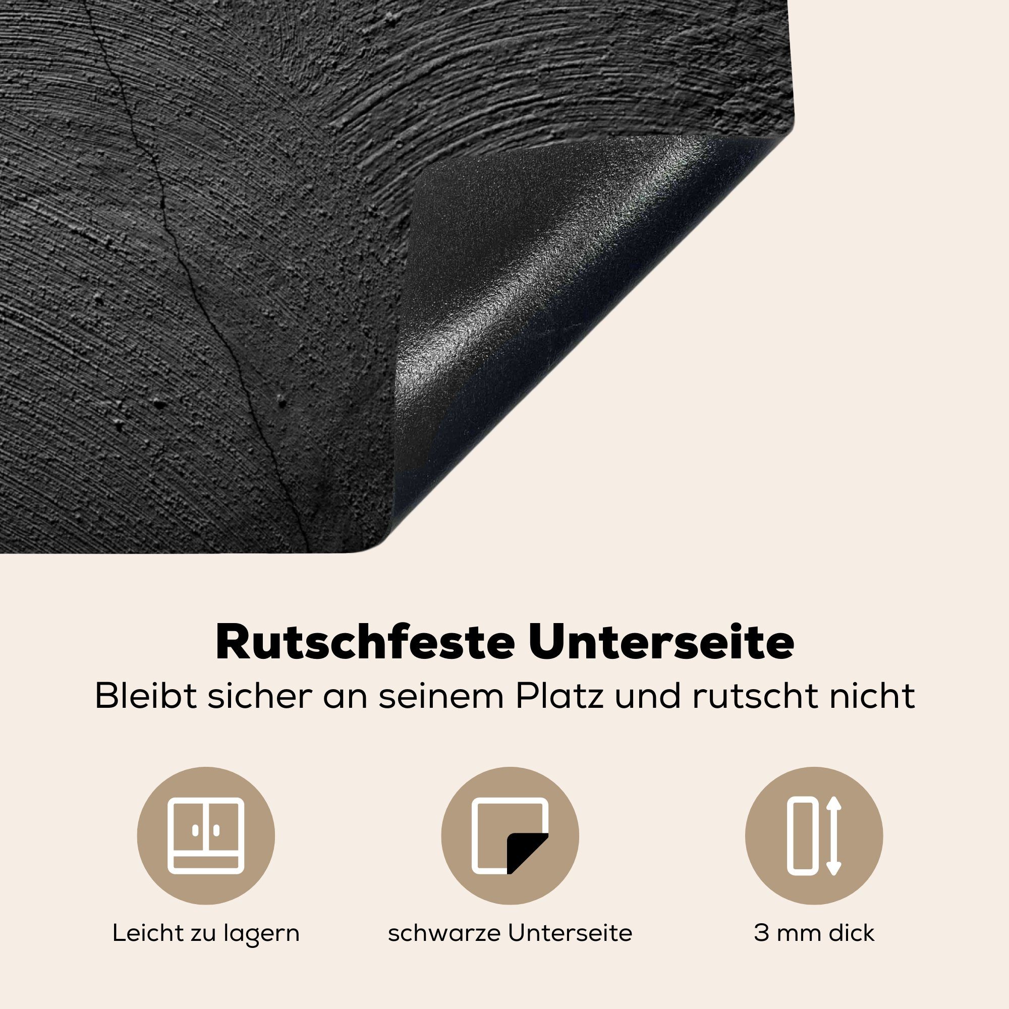 Schwarz - - (1 Induktionsherd, Dekoration Industriell, tlg), Vinyl, Küchen Beton für Herdblende-/Abdeckplatte Induktionskochfeld 58x51 cm, MuchoWow