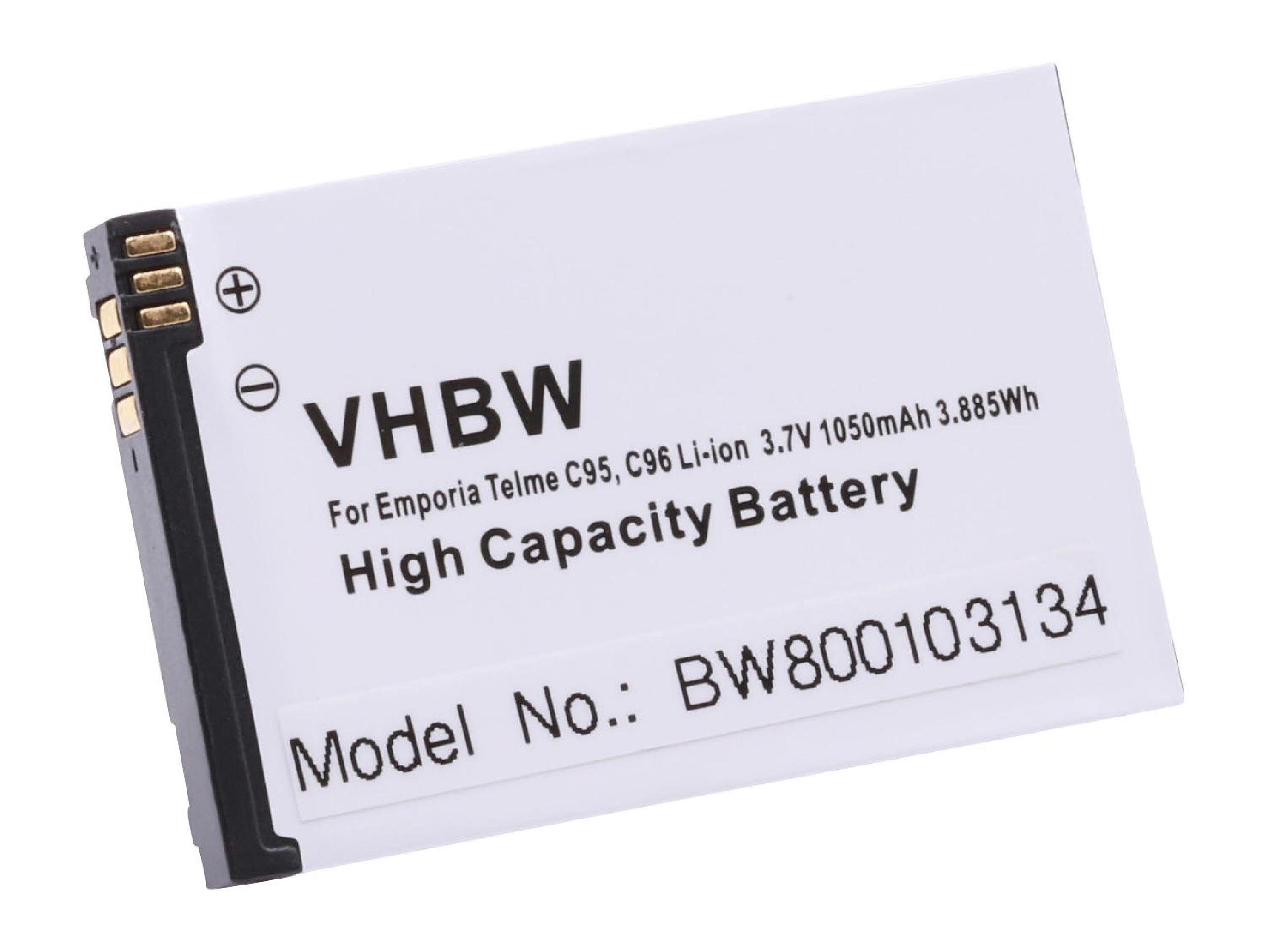 vhbw kompatibel mit Emporia Telme C100, C115, C95, C96, C135 Smartphone-Akku Li-Ion 1050 mAh (3,7 V)