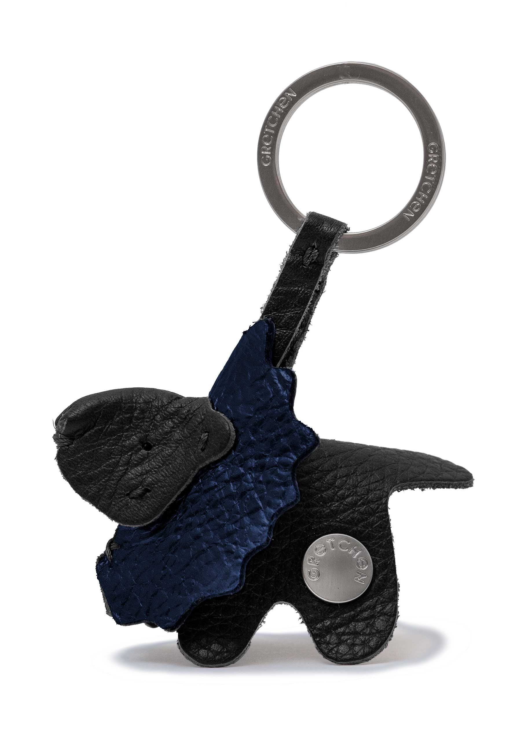 Lion GRETCHEN Kalbsleder Schlüsselanhänger aus Keyring, dunkelblau-schwarz italienischem
