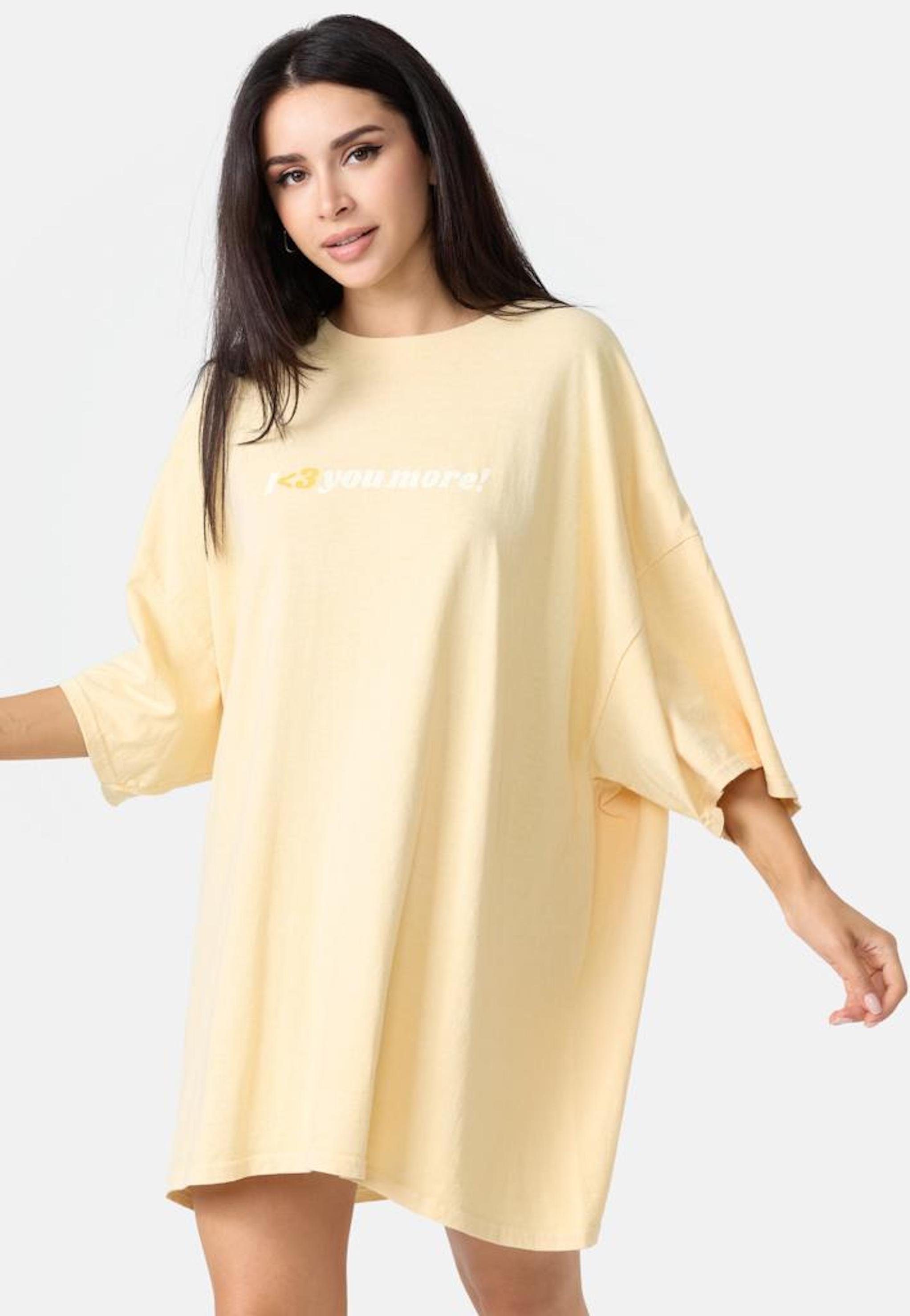 Worldclassca T-Shirt Worldclassca Oversized Print I Love T-Shirt lang Tee Sommer Oberteil – Bild 4 von 4