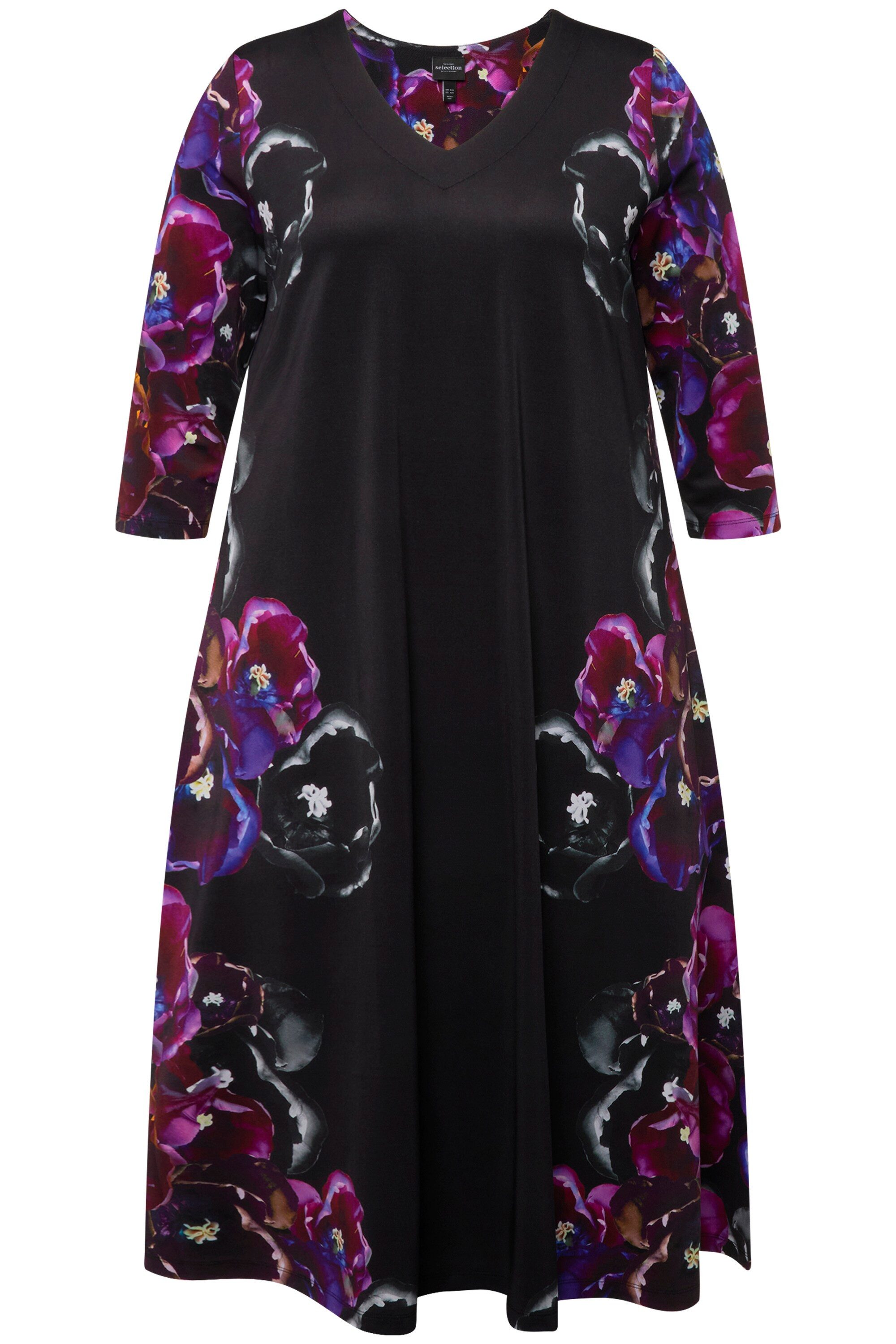Ulla Popken Maxikleid Slinkykleid Blüten A-Linie günstig online kaufen