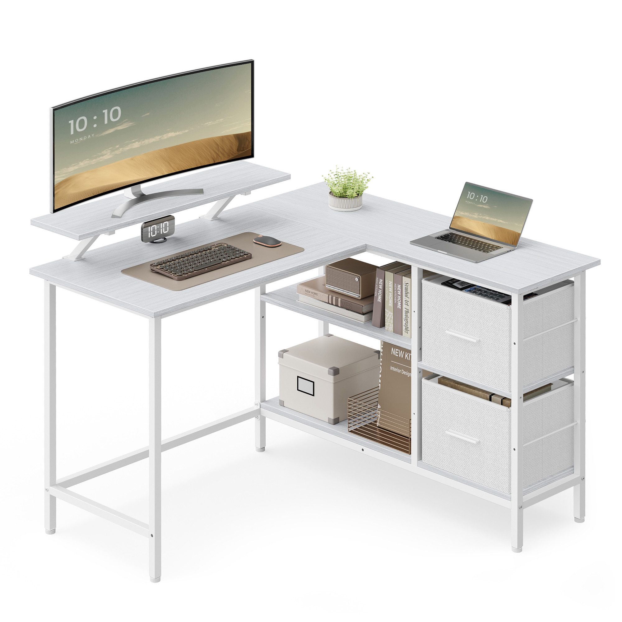 VASAGLE Eckschreibtisch Schreibtisch, L-Form, mit verstellbarer Ablage und günstig online kaufen