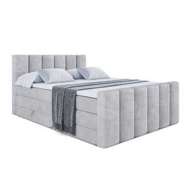 ALTDECOR Boxspringbett BOXI1-Z KING (Multipocket-Matratze H4 und H3 Matratze Bonellfederung Topper Kopfteil)