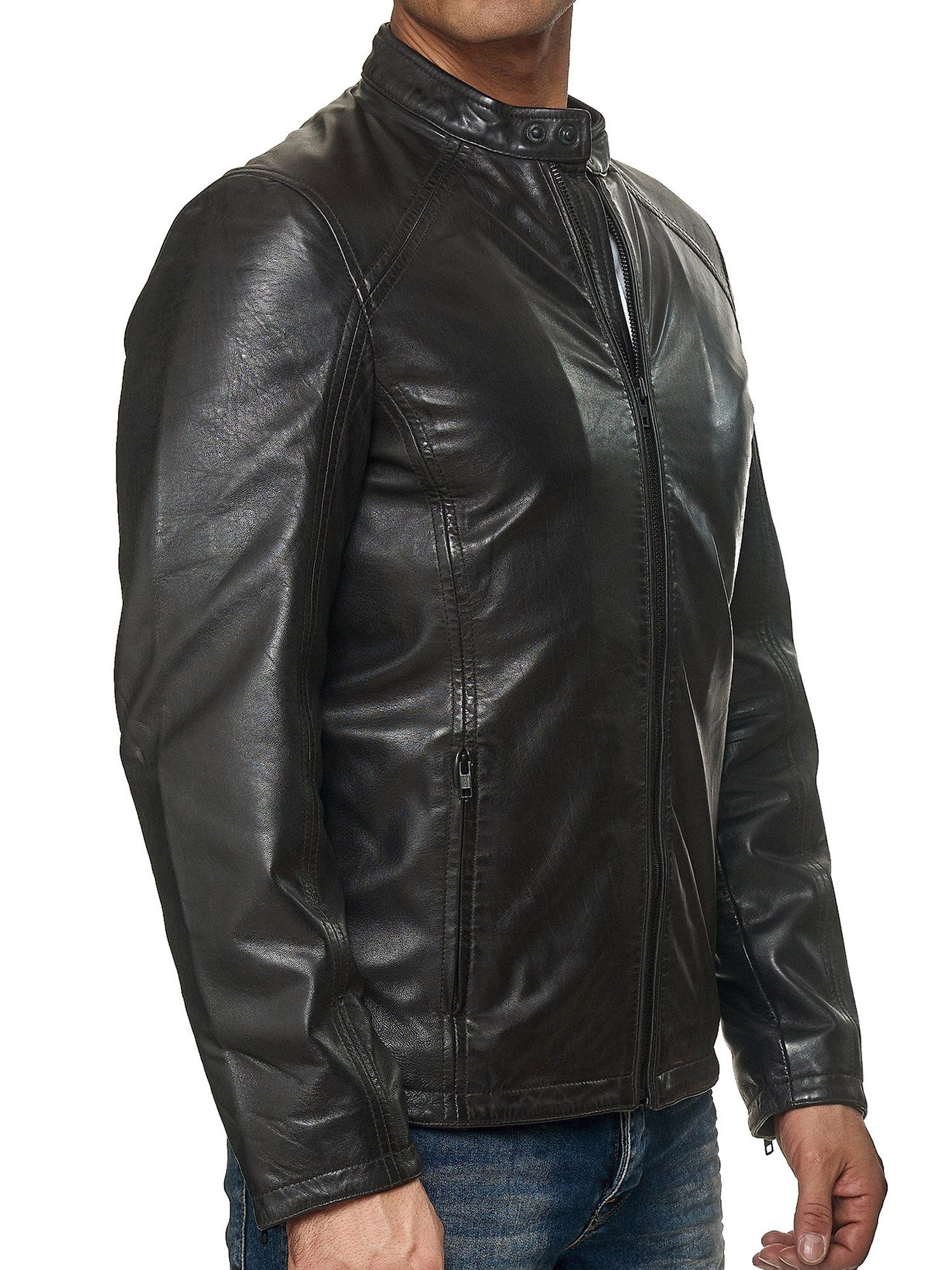 Echtleder 19707 schwarz moderne & zeitlose Lederjacke Jacke Tazzio