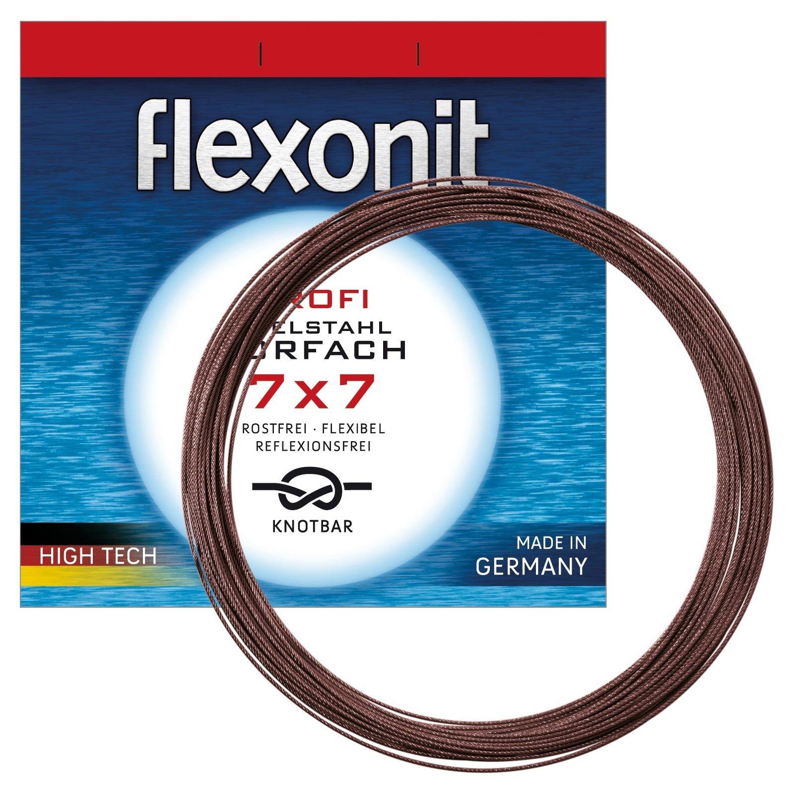 flexonit Vorfachschnur, 4 m Länge, flexonit 7x7 Meterware 0,45mm/20,0kg/4m Stahlvorfach