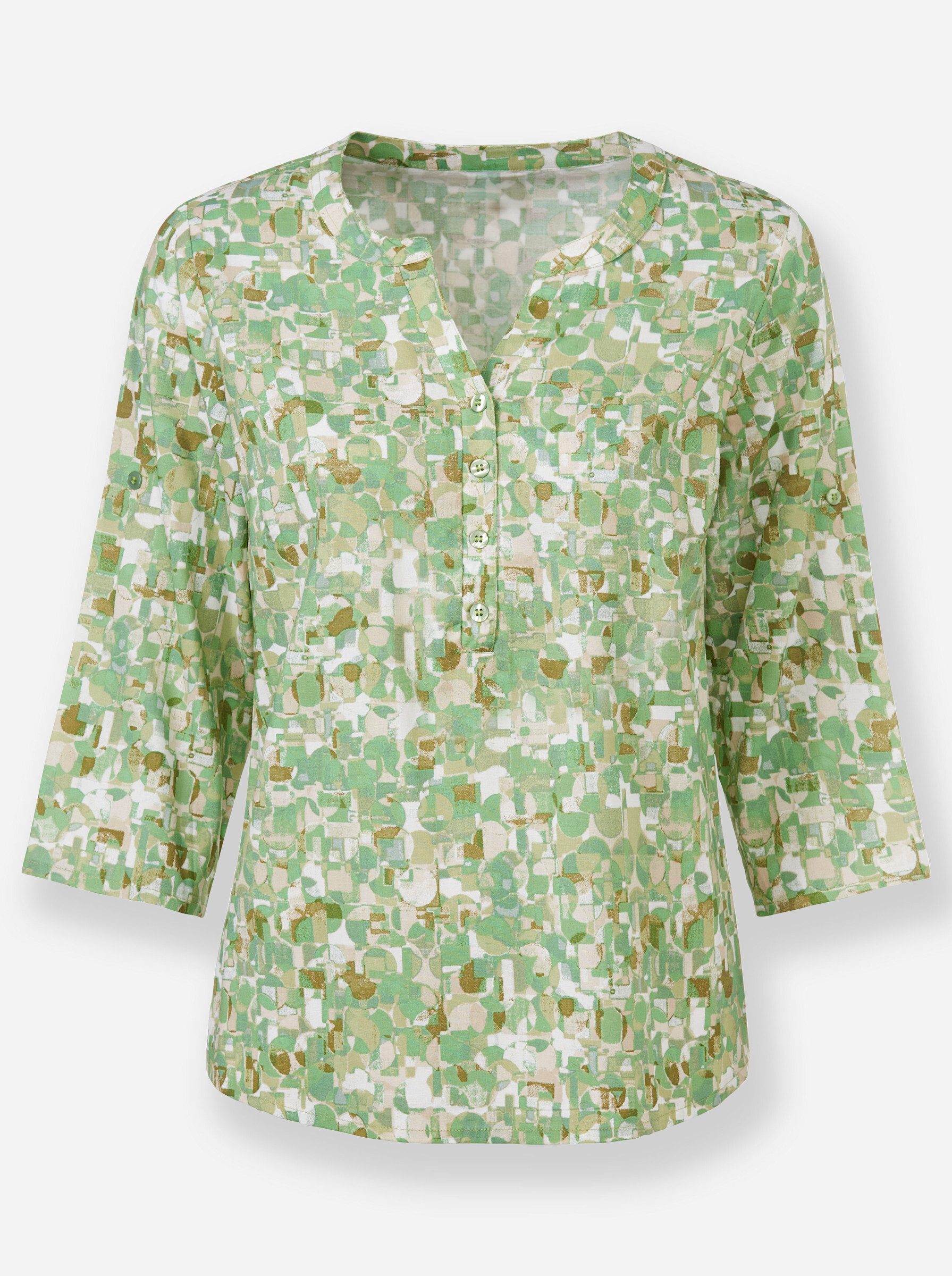 Klassische Bluse Druckbluse 3/4-Arm