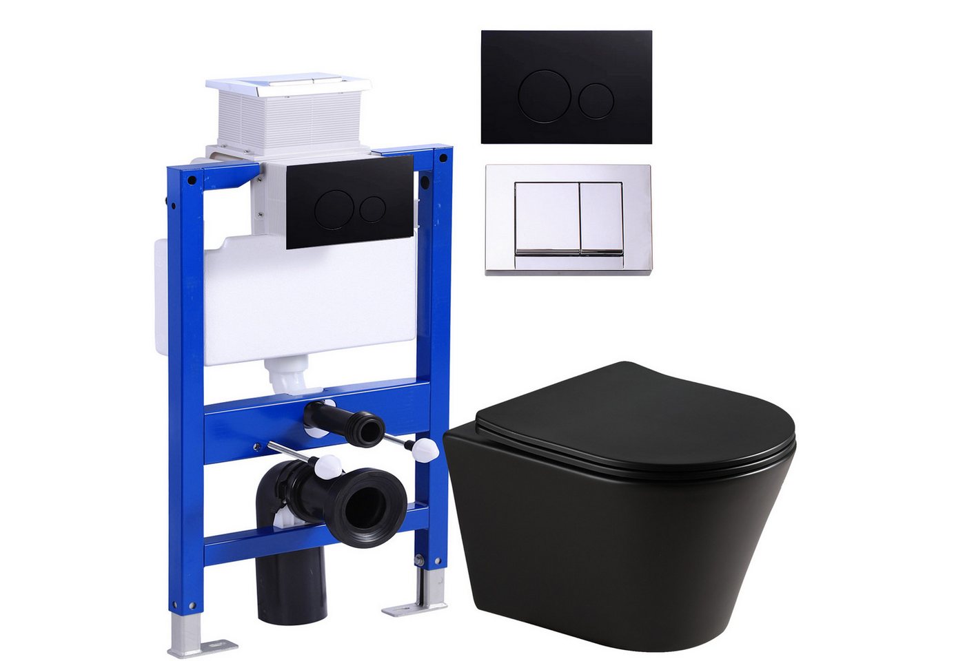 HOROW Vorwandelement WC Toilette Komplettset hänge wc Set Komplett, Hänge WC mit WC Sitz mit Absenkautomatik, Toilette Komplettset, Toilette mit Spülkasten