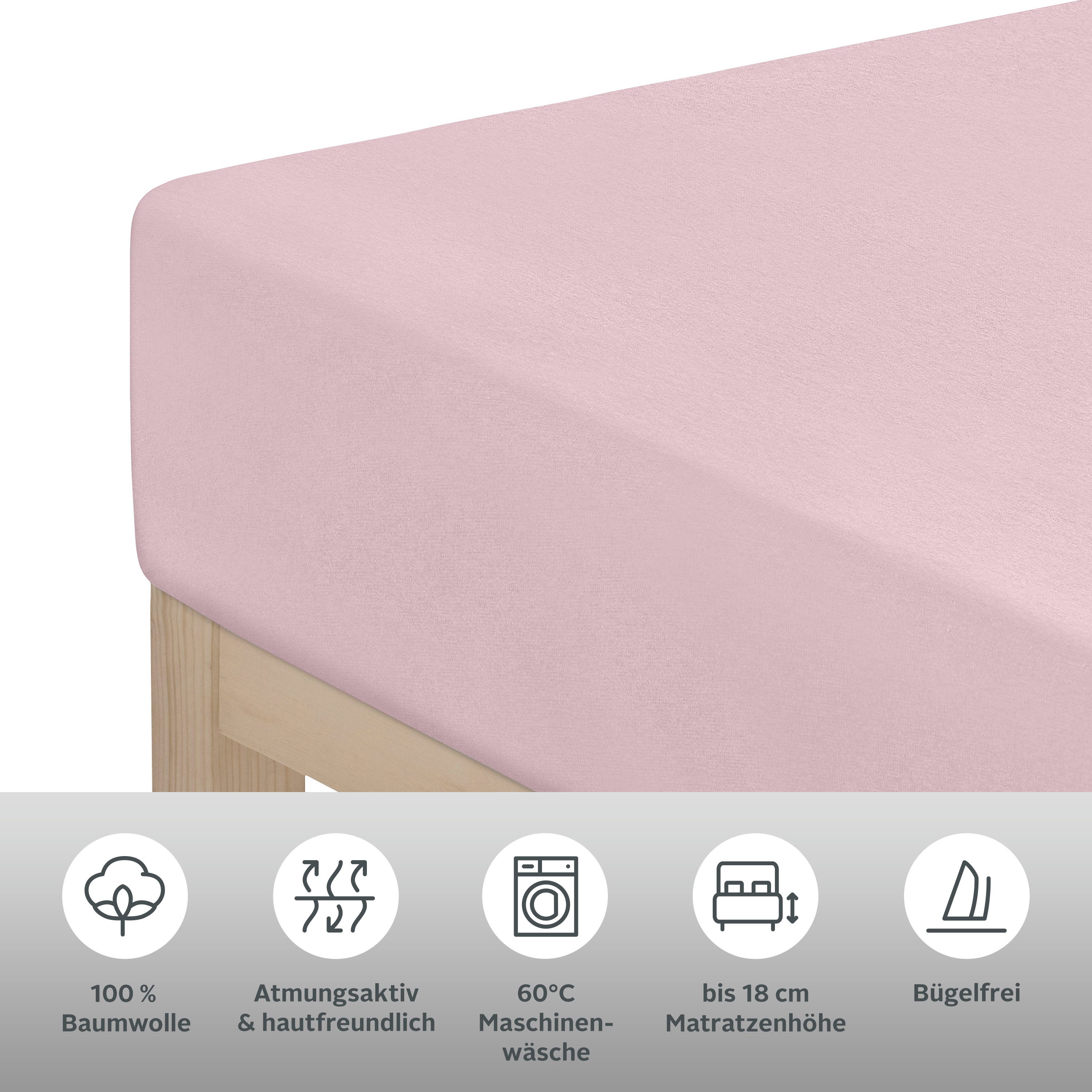 OTTO home Spannbettlaken PHYSALIS 100% Baumwolle, Jersey, Gummizug: rundum, (1 Stück), für Matratzen bis 18 cm Höhe, Bettlaken, Spannbetttuch, pflegeleicht