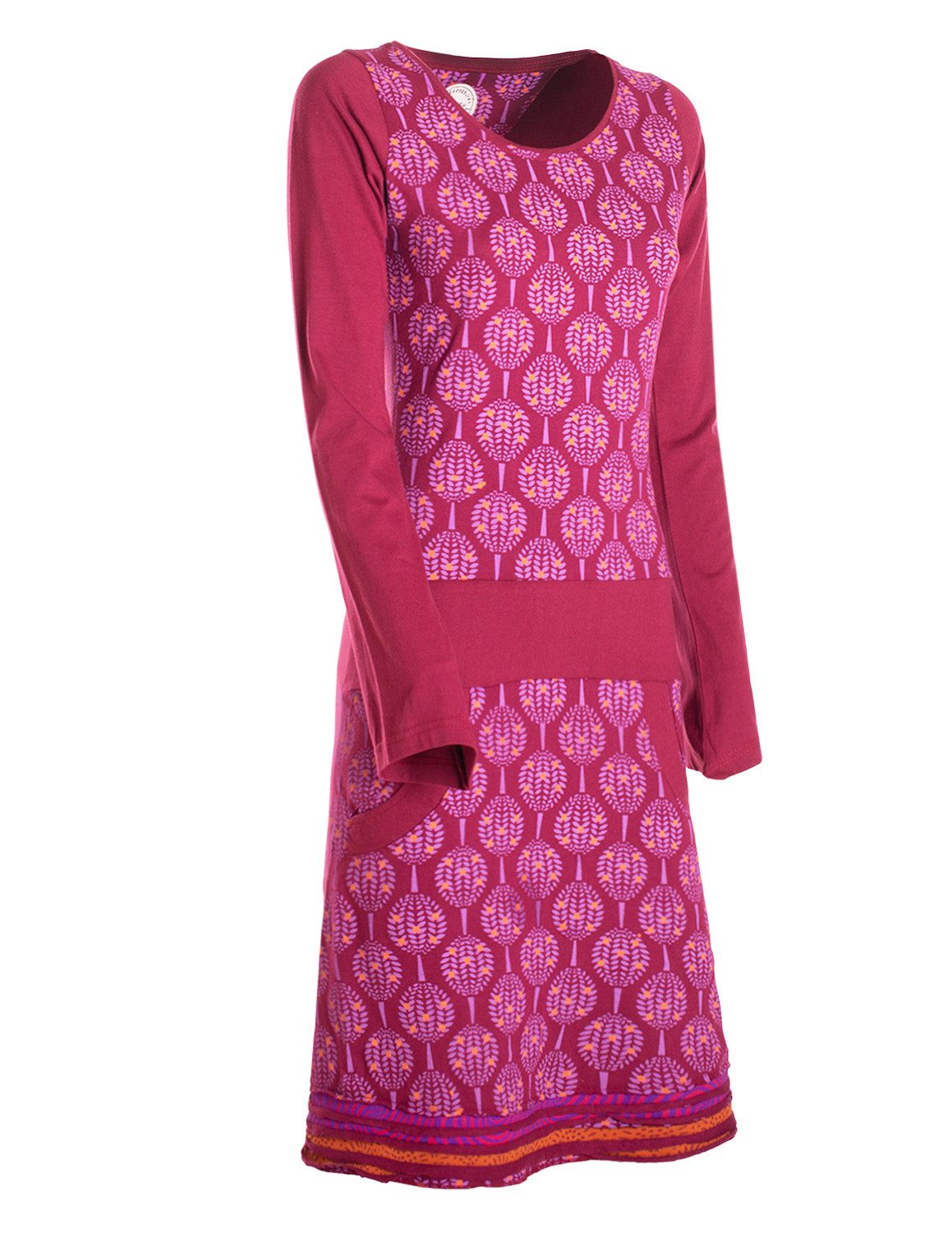 Vishes Jerseykleid Damen knielanges Kleid Baumwolle geometrisch A-Linie mit Taschen Alternative Bekleidung, Ethno, Hippie, Retro Style – Bild 4 von 4