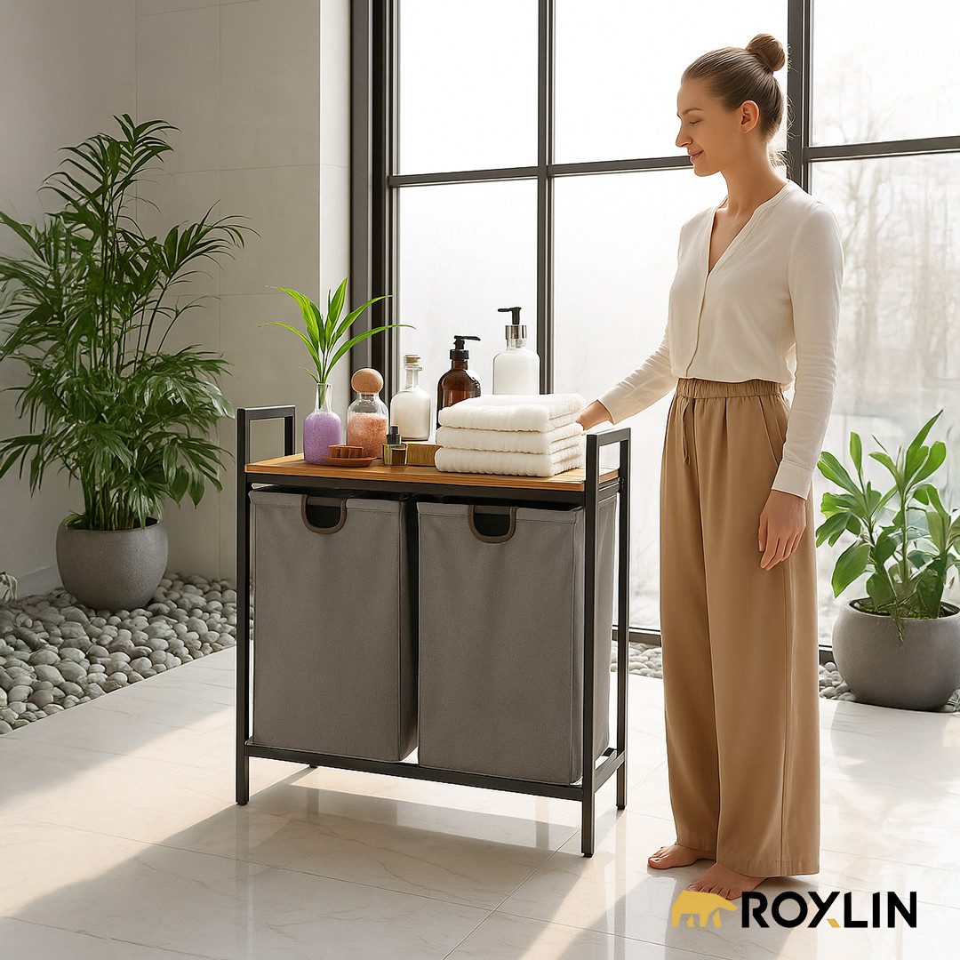 Roxlin Wäschekorb Wäschekorb mit 2/3 Fächern und Ablage Wäschesammler für B günstig online kaufen