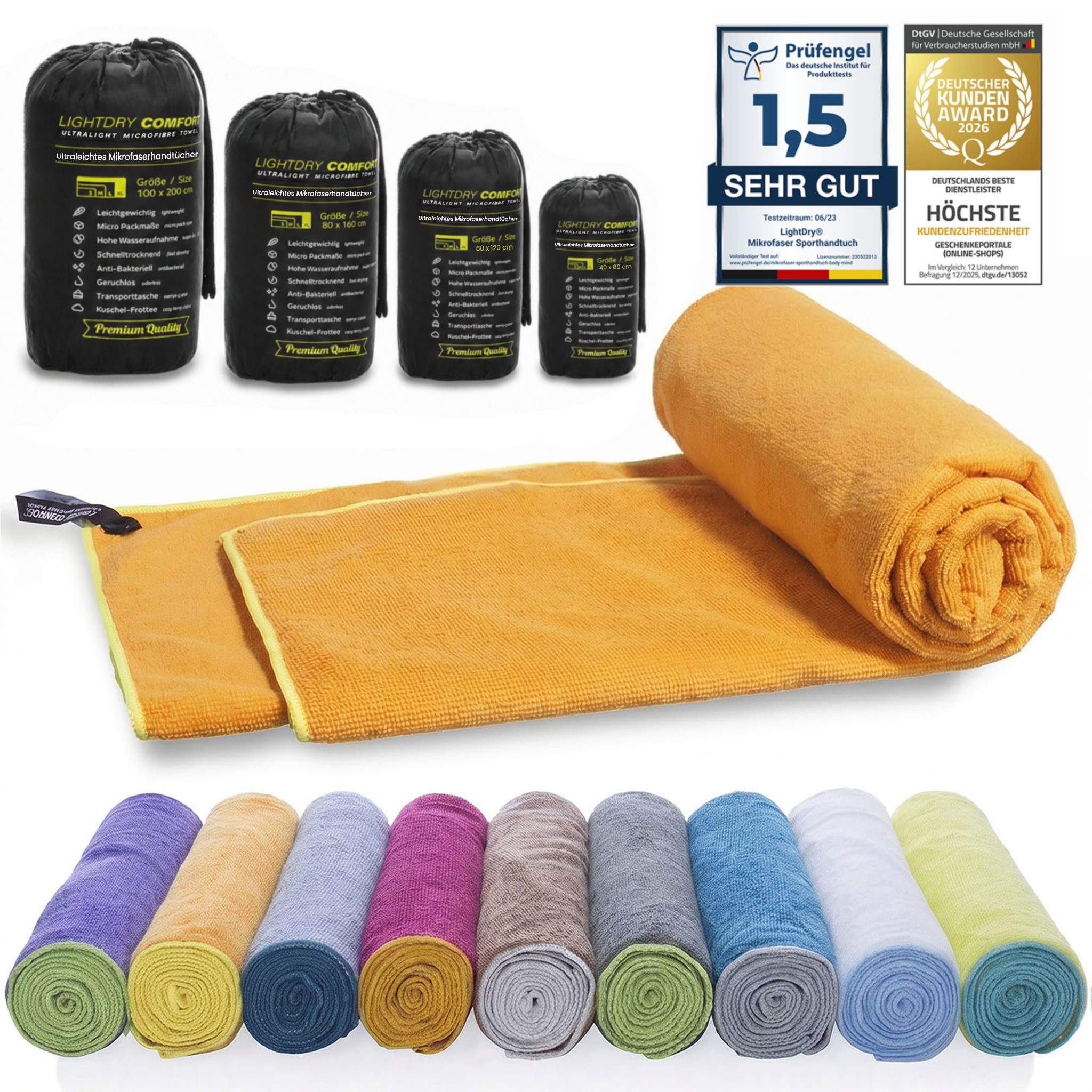 LightDry Reisehandtuch LightDry Reisehandtuch – Leichtes Mikrofaser-Sport und Strandhandtuch, Sport, Strand & Badehandtuch