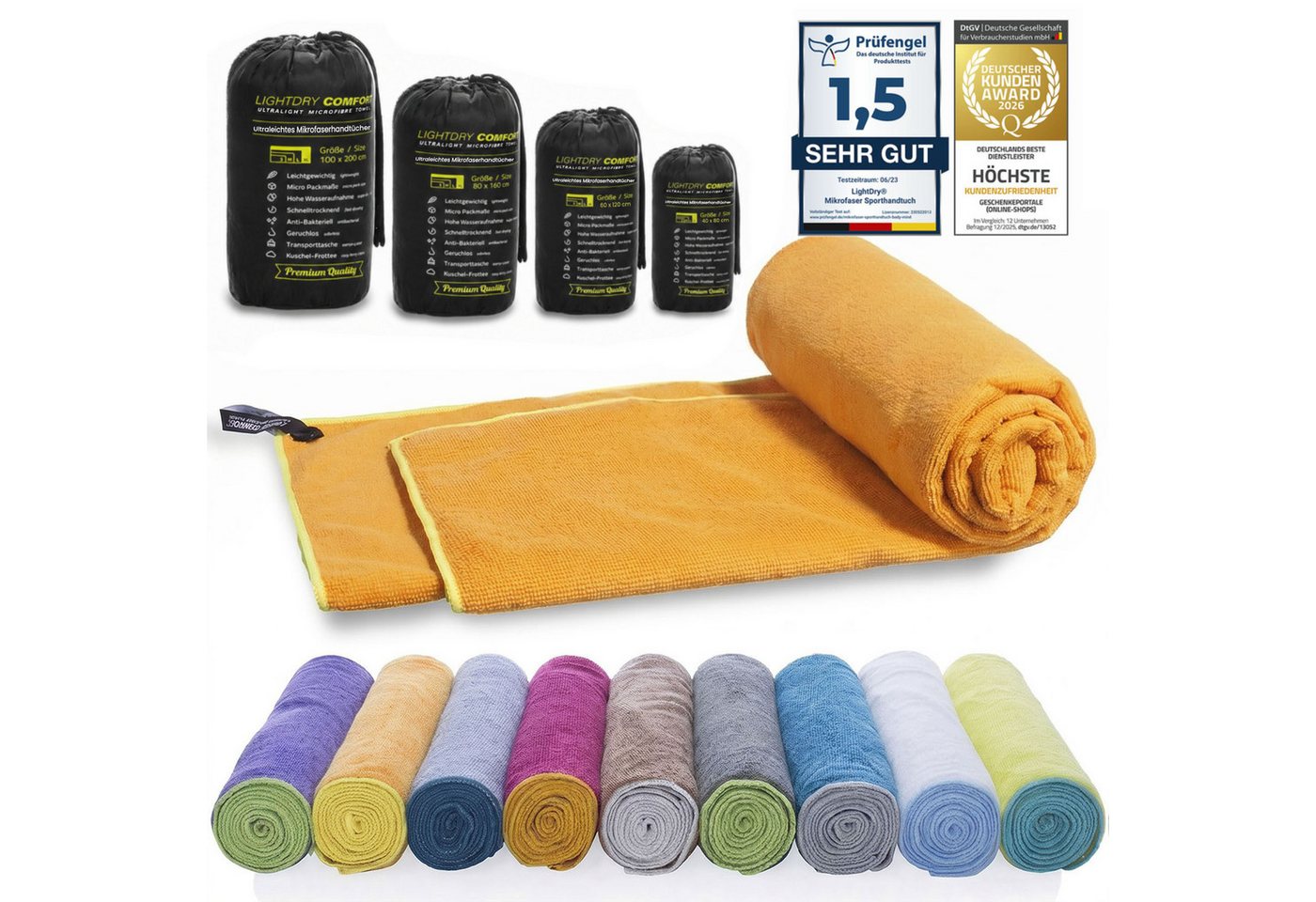 LightDry Reisehandtuch LightDry Reisehandtuch – Leichtes Mikrofaser-Sport und Strandhandtuch, Sport, Strand & Badehandtuch
