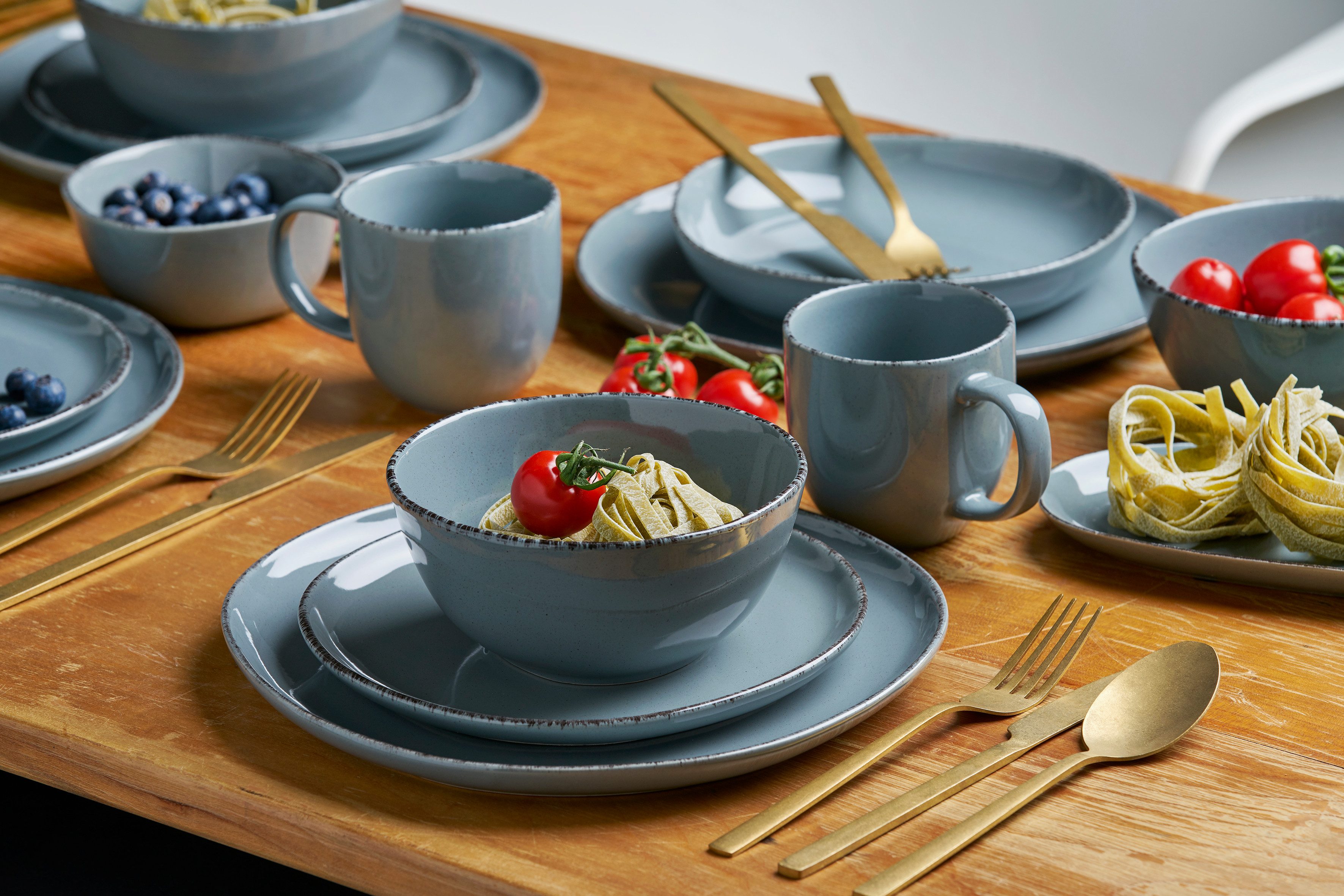 van Well Pastateller Urban, tiefer Teller 19 cm, 6 Stück, (6 St), Teller Set, spülmaschinen- und mikrowellengeeignet