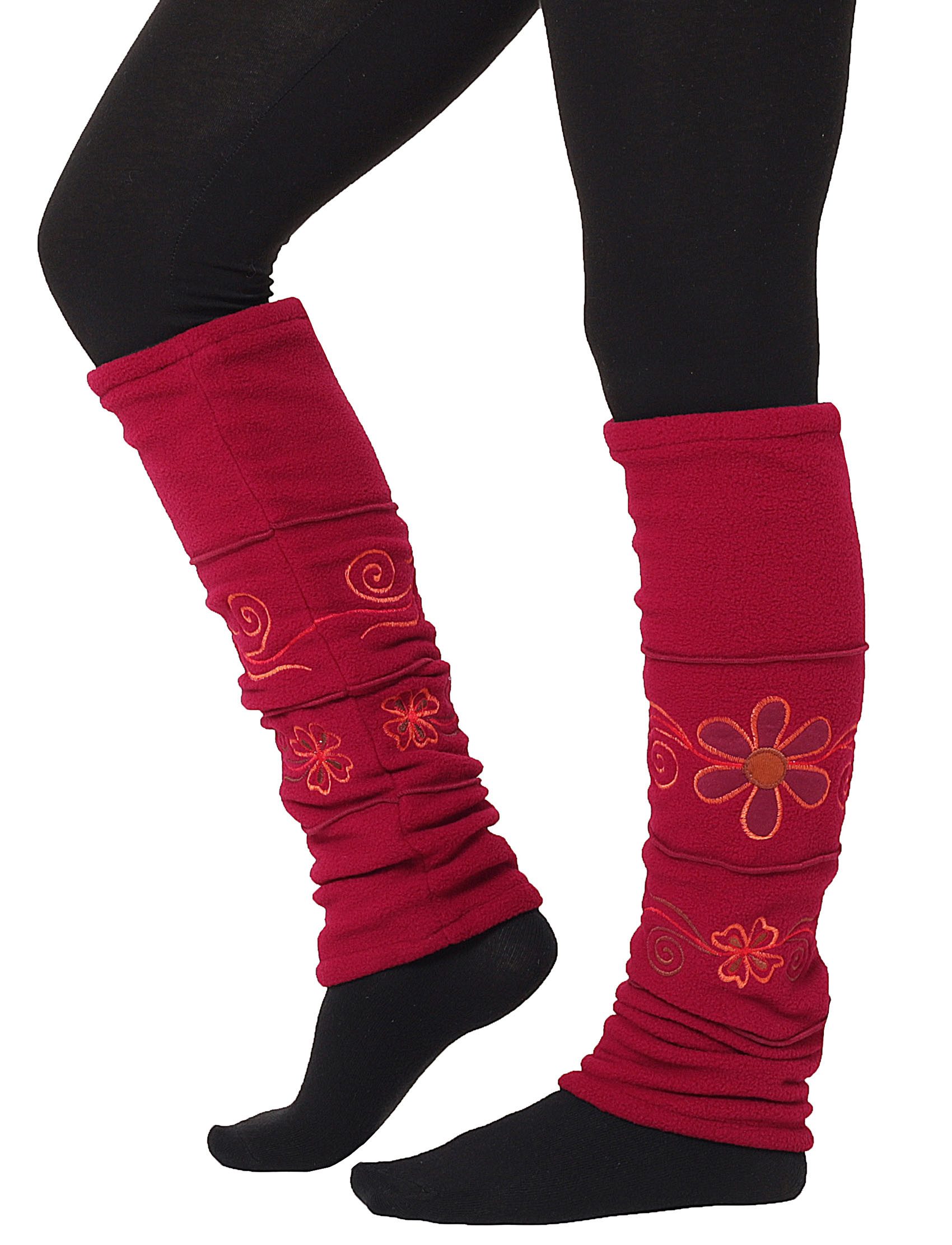 PUREWONDER Beinstulpen Beinstulpen aus Fleece mit bunter Blumenstickerei, S günstig online kaufen