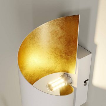 Lindby Wandleuchte Desirio, dimmbar, Leuchtmittel nicht inklusive, Modern, Metall, weiß, gold, 1 flammig, G9, Wandstrahler