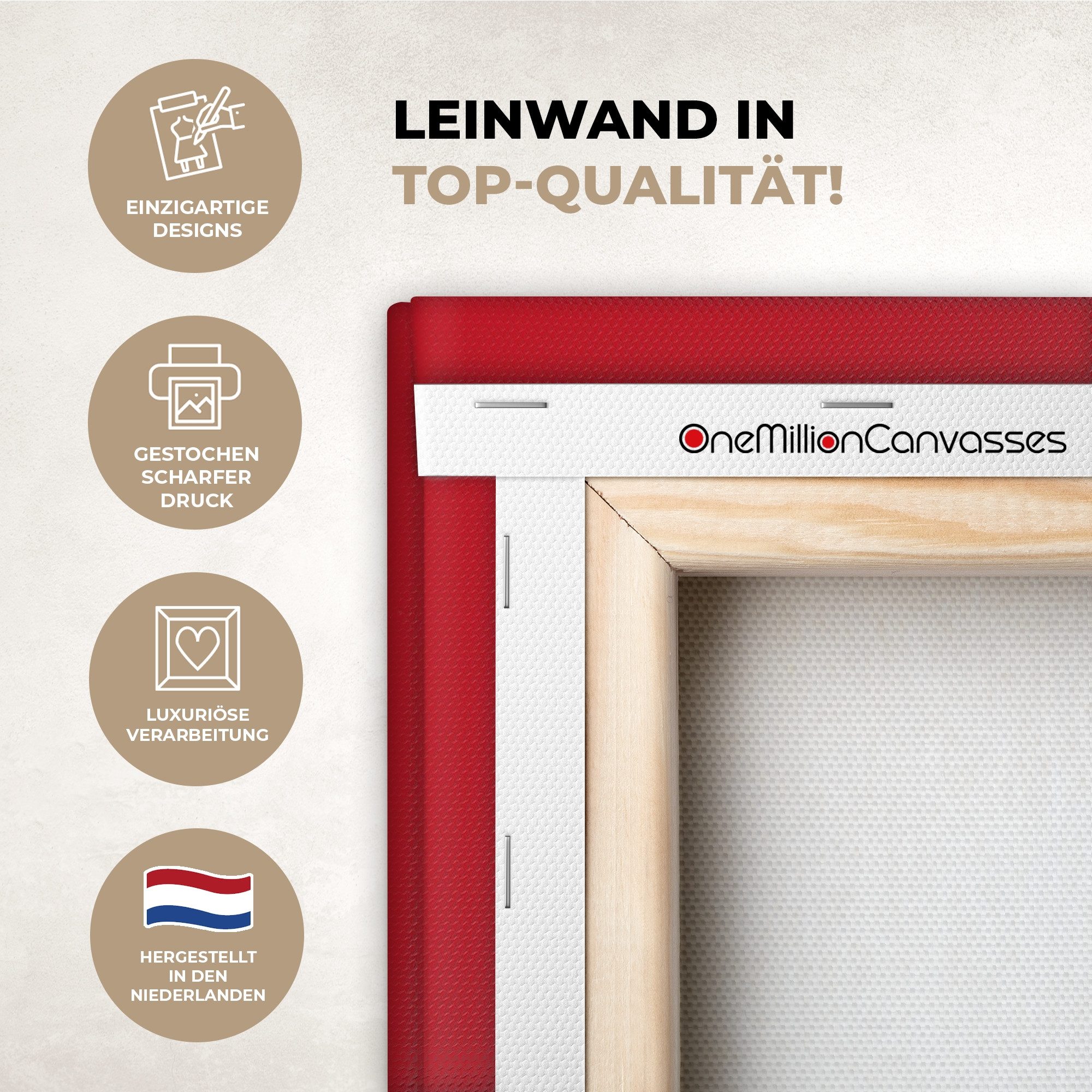 OneMillionCanvasses® Leinwandbild Rot - Liebe - Valentinstag - Rosa, Fotodruck (1 St), Leinwandbilder XXL für Wohnzimmer 90x140 cm
