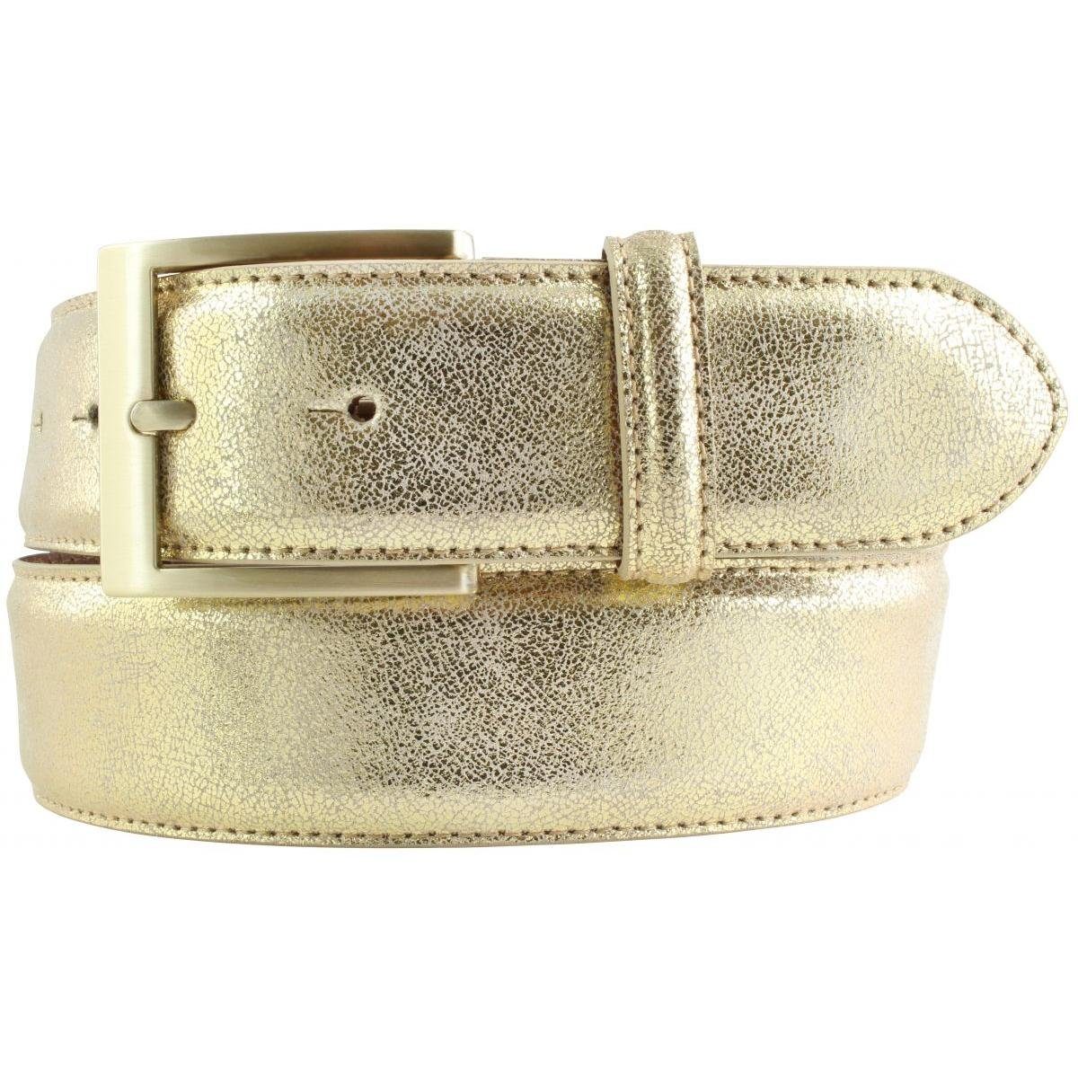 BELTINGER Ledergürtel Goldener Gürtel in Metall-Optik 4 cm - Metallic-Look 40mm - Metall-Le (1-St)
