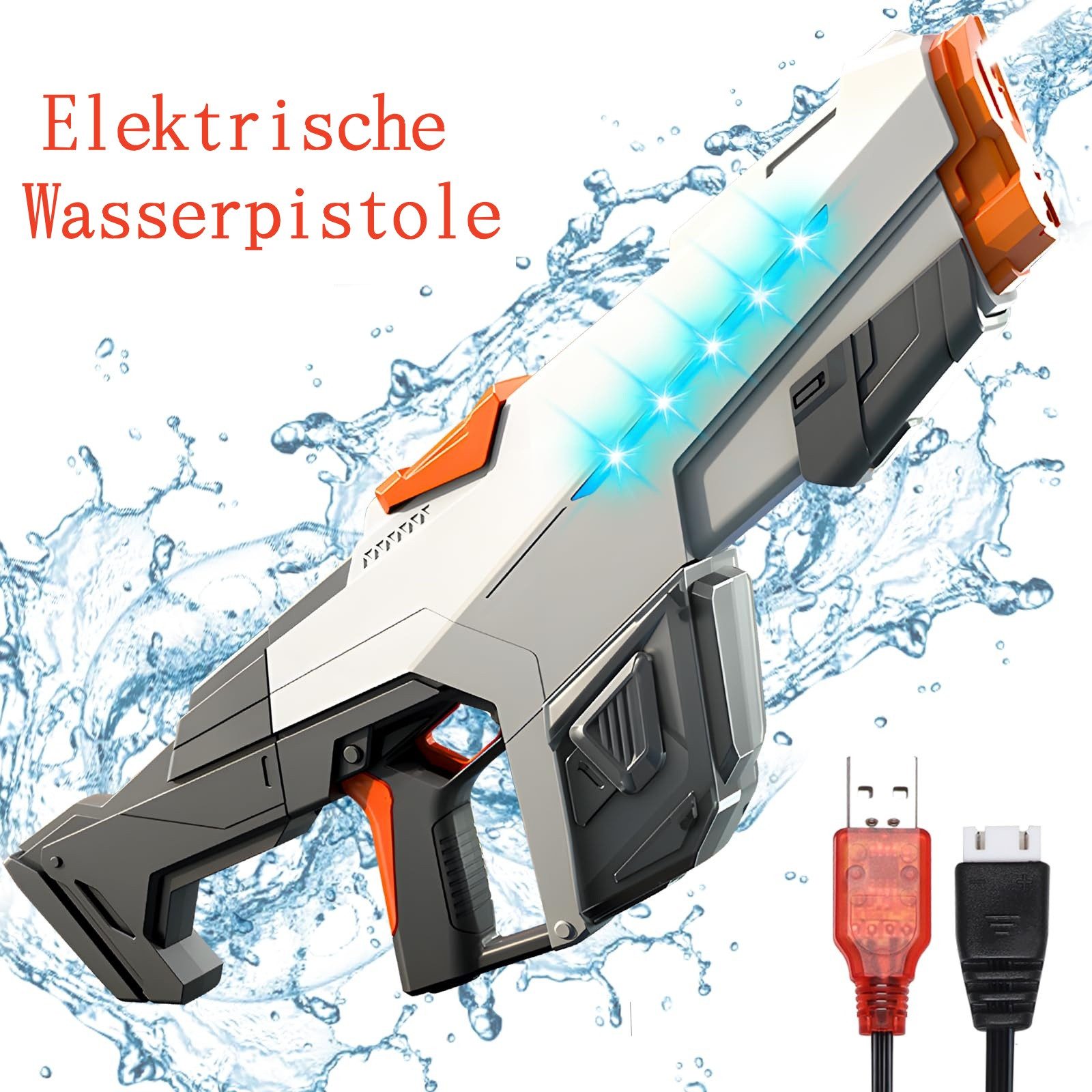 Bundviel Wasserpistole Elektrische Wasserpistole Einknopf-Automatik-Wassersprühpistole(grau)