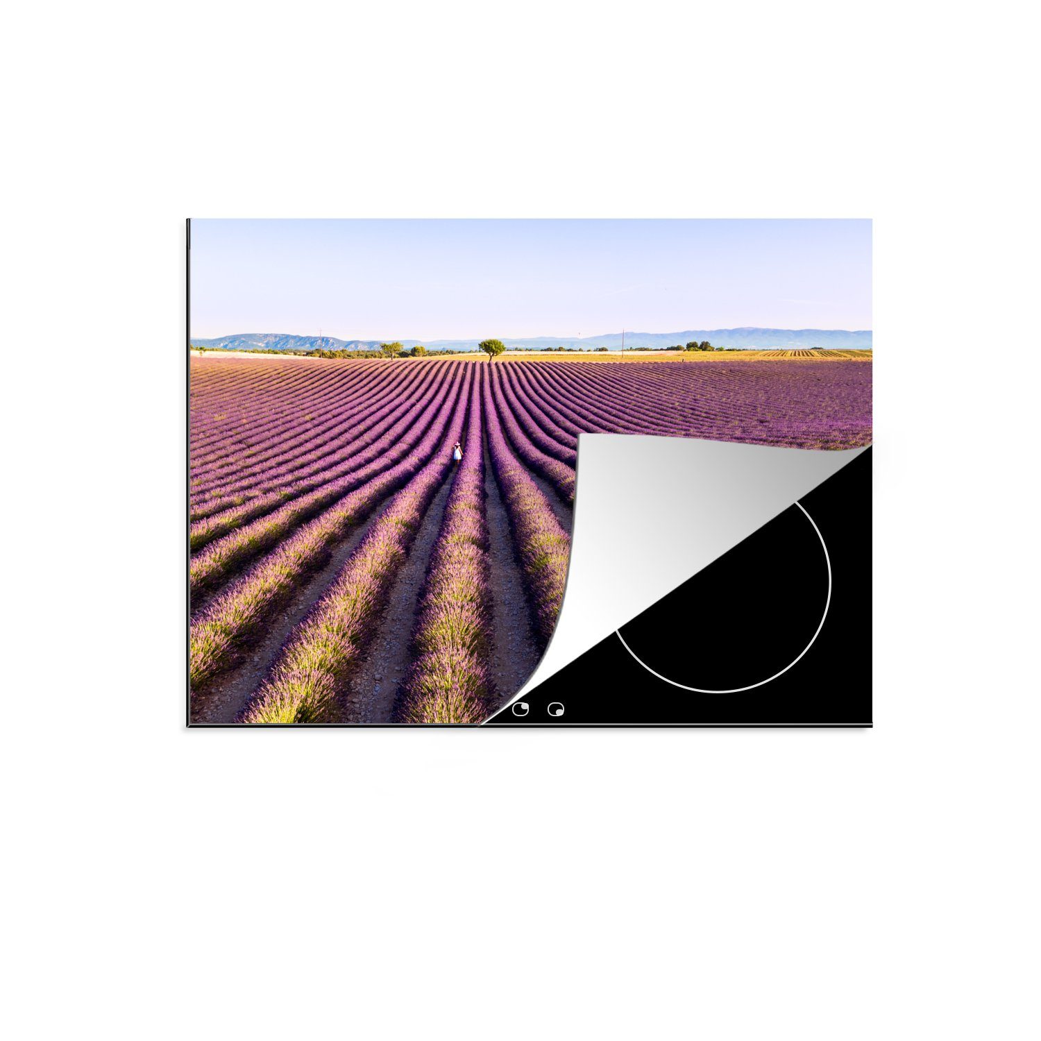 MuchoWow Herdblende-/Abdeckplatte Lavendelfelder küche, die 71x52 in Ceranfeldabdeckung in tlg), Vinyl, für Induktionskochfeld Provence Schutz der cm, (1 Frankreich
