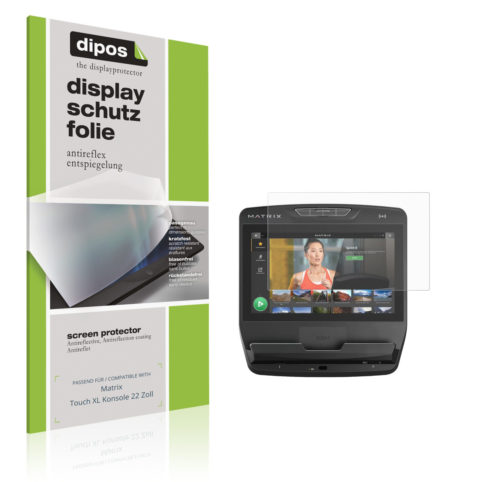 dipos Displayschutzfolie Schutzfolie für Matrix Touch XL Konsole 22 Zoll, 2 Stück, Displayschutz Schutz Folie Made in Germany