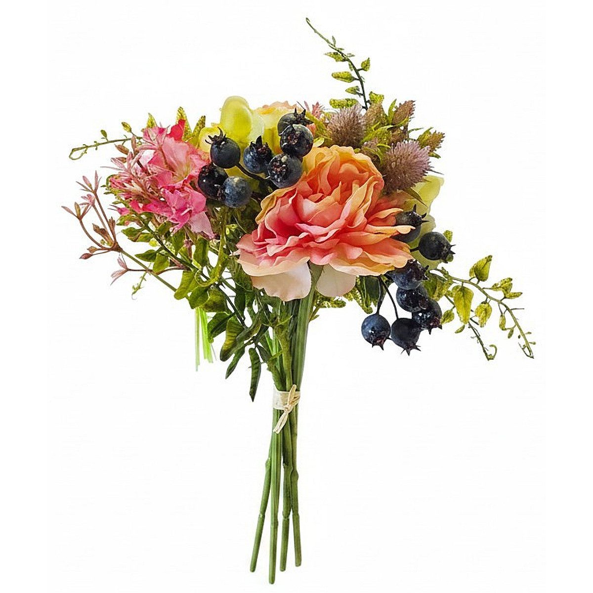 Kunstblumenstrauß 18 cm bunt Kunststoff Seide Deko, Macosa Home, Höhe 30 cm, Blumenstrauß für Vase Tischdeko Wohnraumdekoration