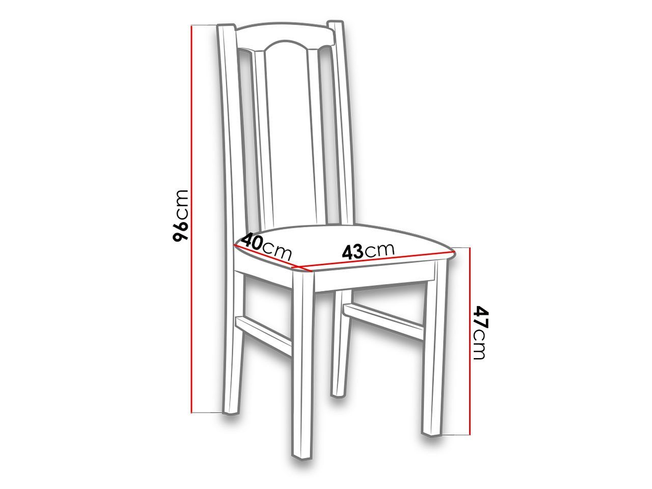 Stuhl (1 cm MIRJAN24 VII Stück), 43x40x96 Buchenholz, Bos aus