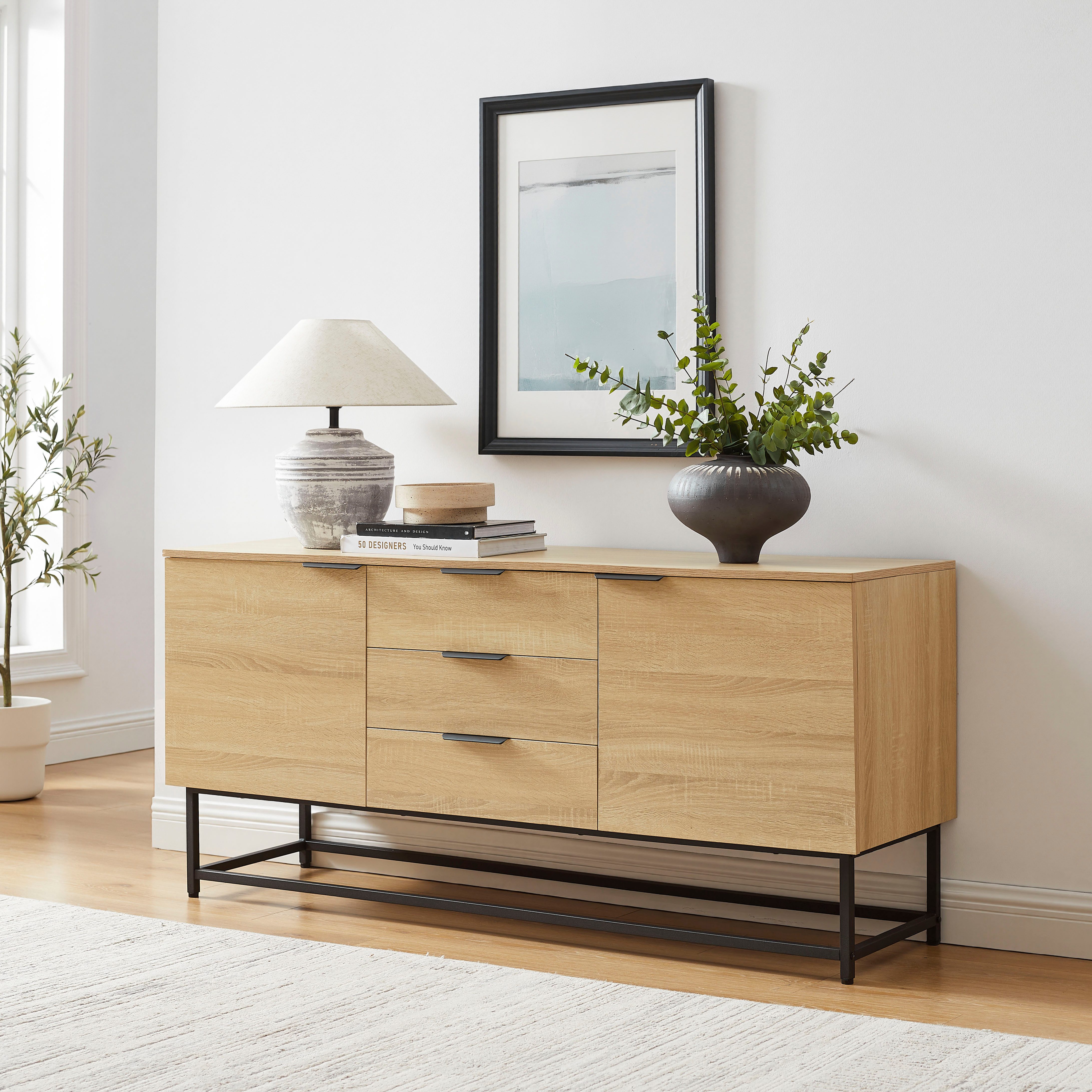 OTTO home Sideboard Tayler, pflegeleichte Melaminoberfläche, Metallgestell, Breite 160 cm