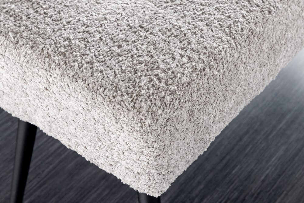 riess-ambiente Sitzbank BOUTIQUE 100cm champagner greige/schwarz – Bouclé-Stoff, Metallbeine (Einzelartikel, 1-St), weicher Teddystoff mit modernem Look – ideal – Bild 5 von 5