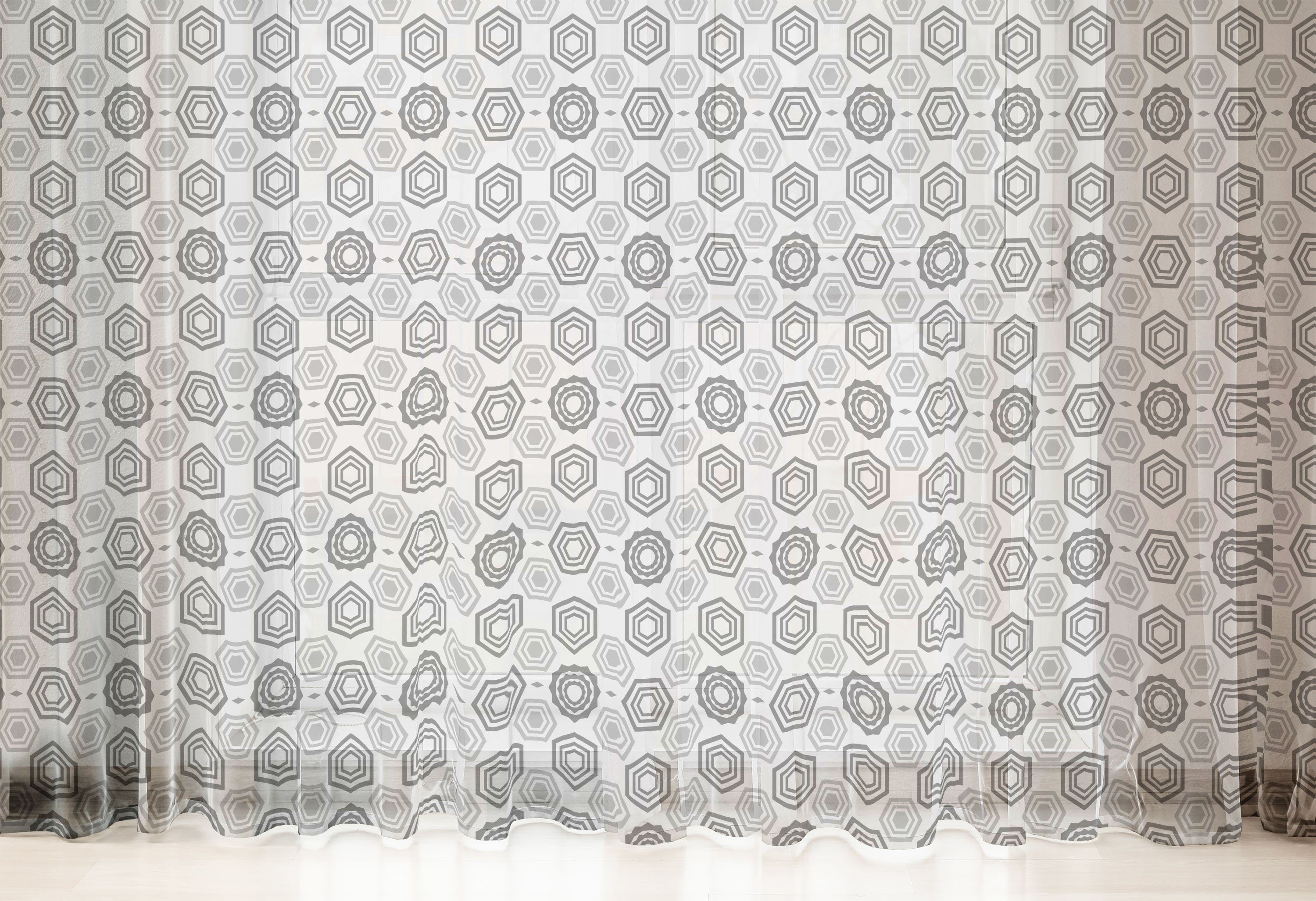2 Hexagons Geometrisch Gardine Party Abakuhaus, Abstrakt schiere Hochzeit Drapierung Panels, für