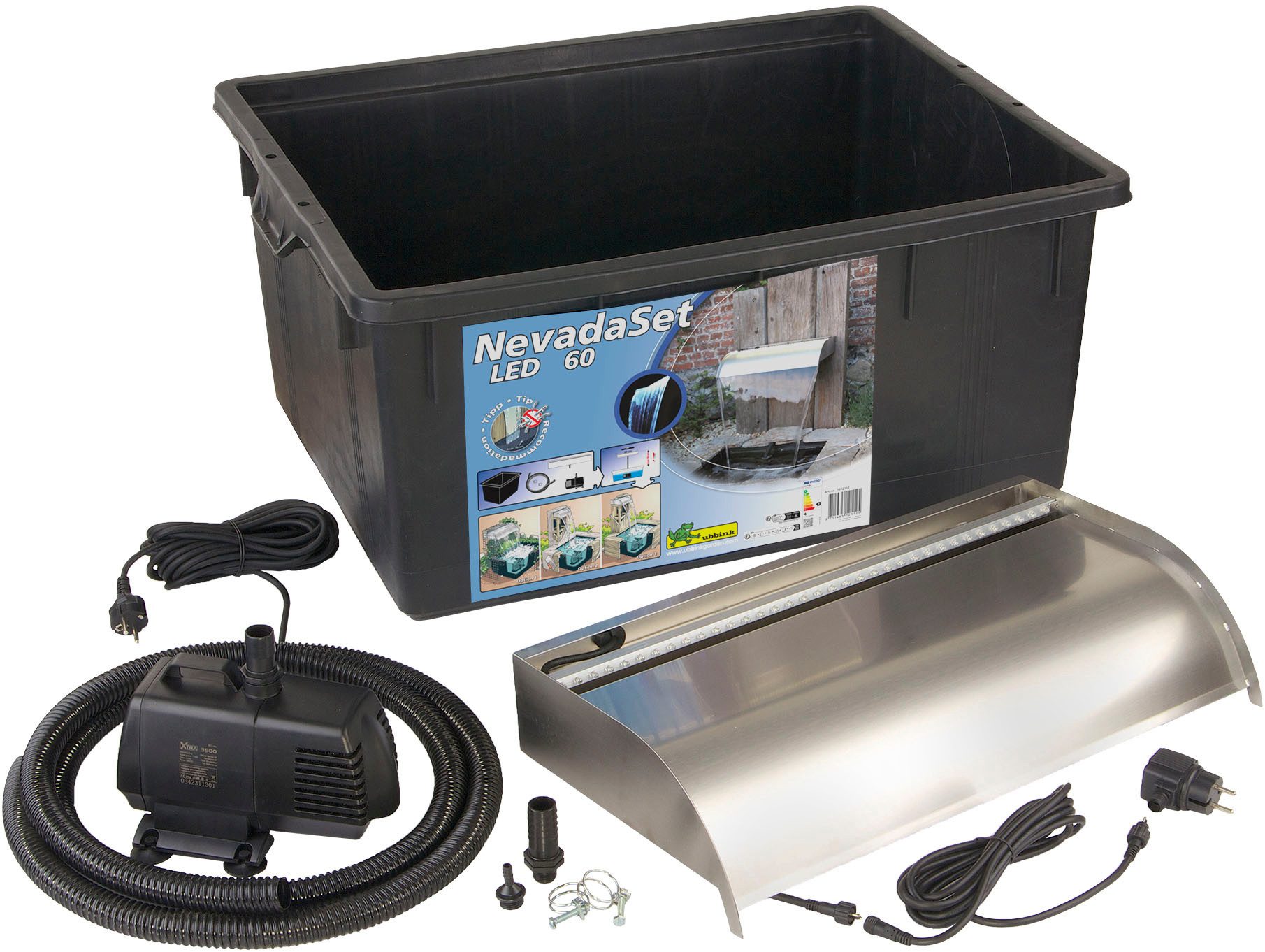 Wasserfall Nevada Set 60 cm / mit LED-Beleuchtung / inkl. Wasserbecken