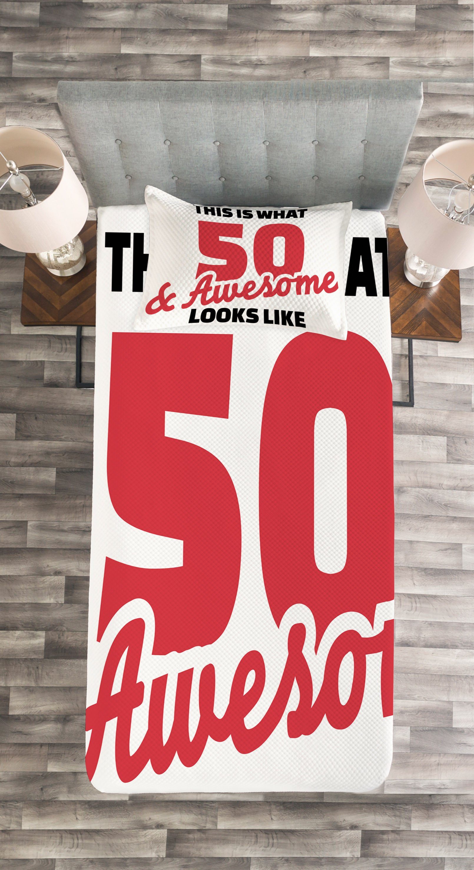 Geburtstag Warme 50 Tagesdecke mit Kissenbezügen Set 50. Abakuhaus, Waschbar, Jahre Farben