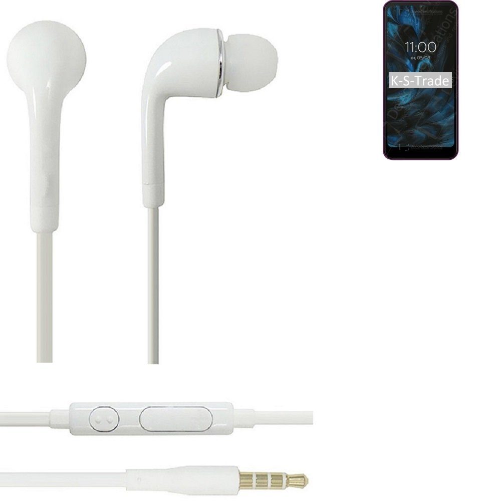 K-S-Trade für BQ Mobile 3,5mm) u weiß Mikrofon Lautstärkeregler In-Ear-Kopfhörer Headset mit (Kopfhörer Joy BQ-6353L