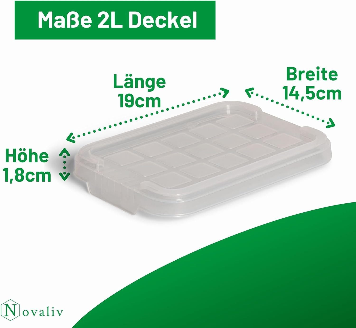 Novaliv Aufbewahrungsbox 30528-1 (1 St), Novaliv 1x Ersatzdeckel 2 Liter mit Clipverschluss 19x14 cm Transparen