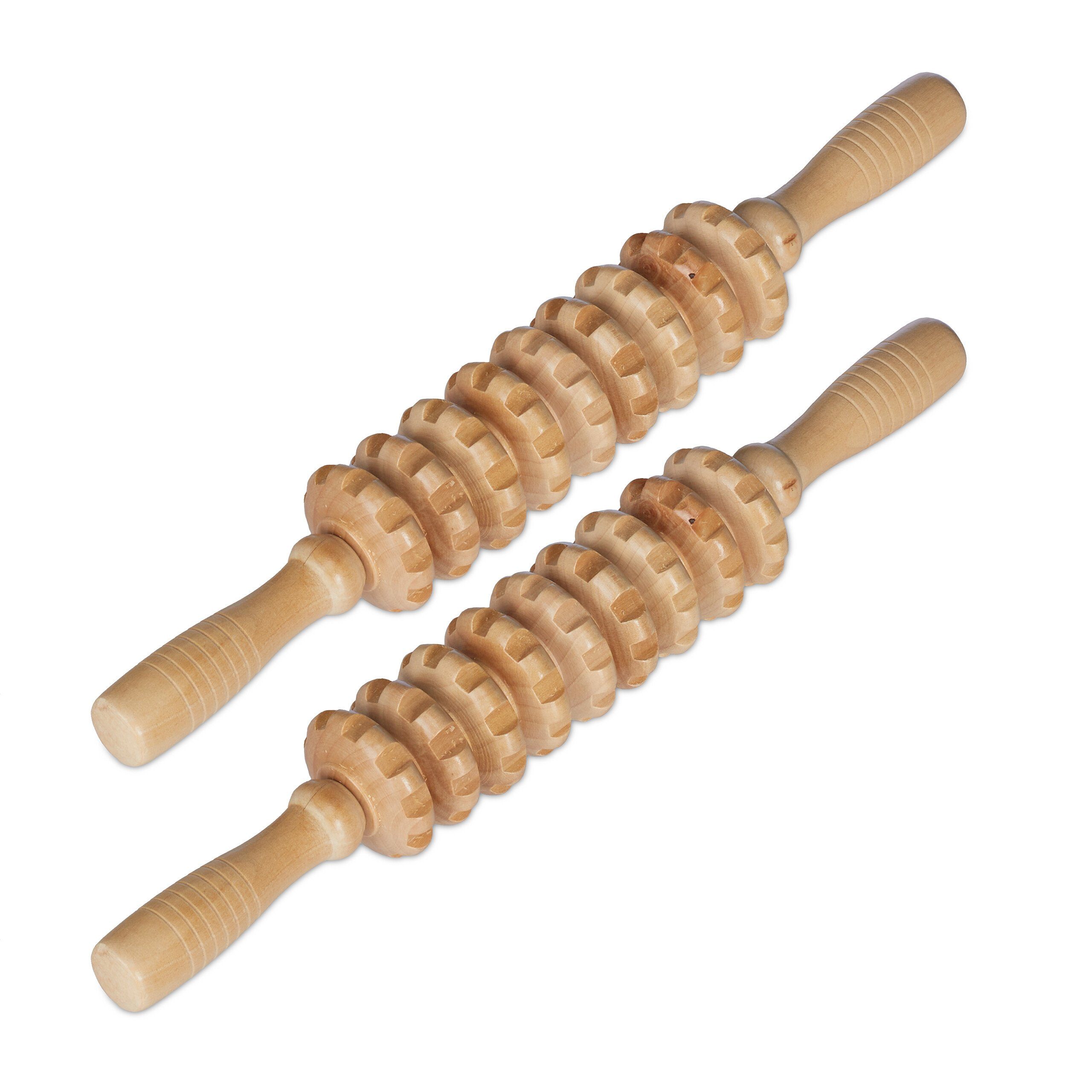 relaxdays Massageroller 2 x Massage Roller aus Holz