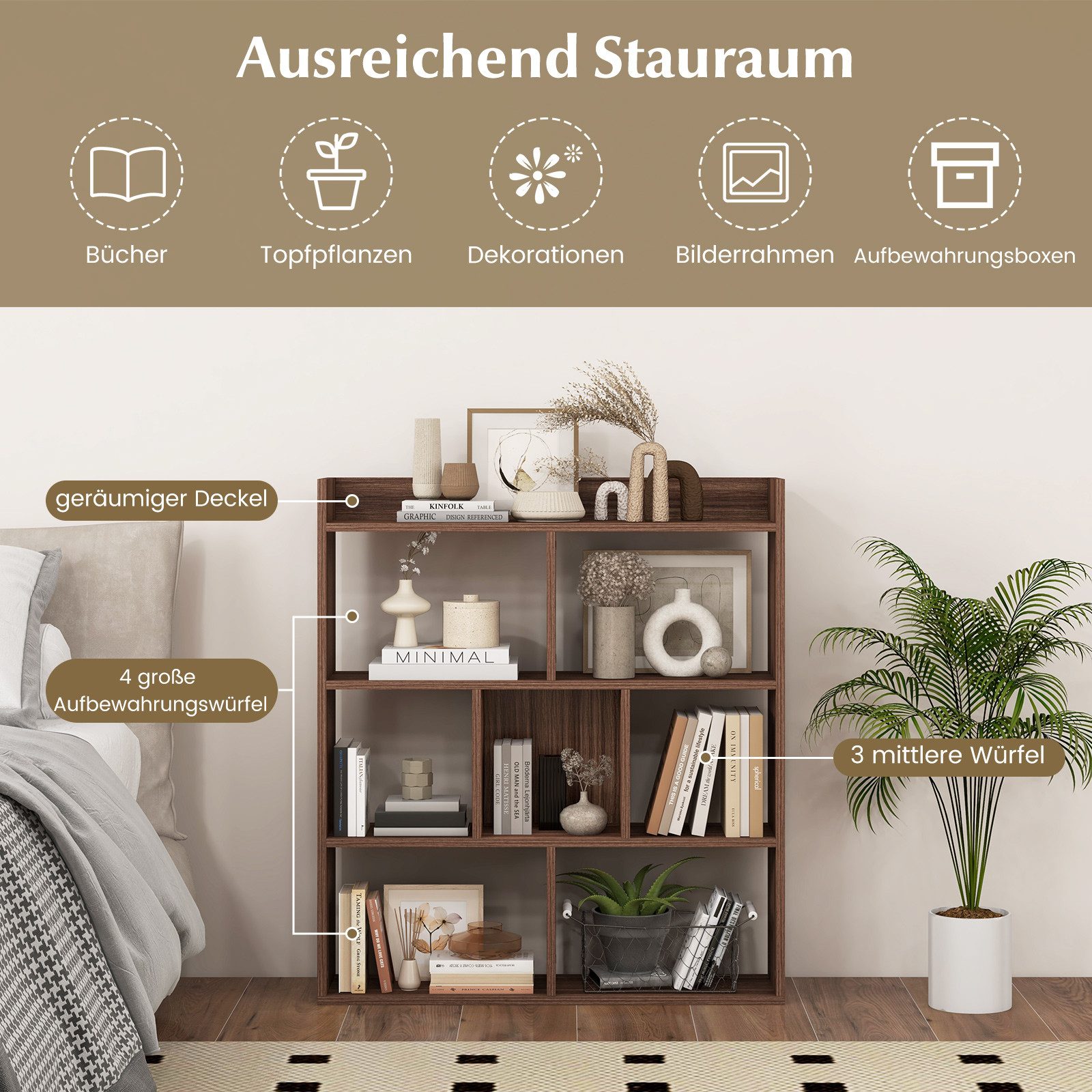 COSTWAY Bücherregal, mit 7 Würfeln & günstig online kaufen