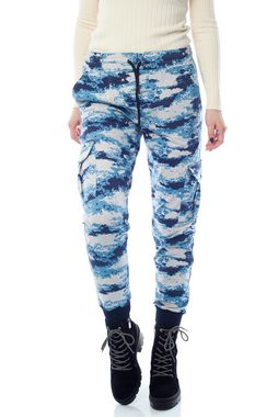 Bongual Cargohose Sweathose Damen Camo Tarnmuster Relaxhose