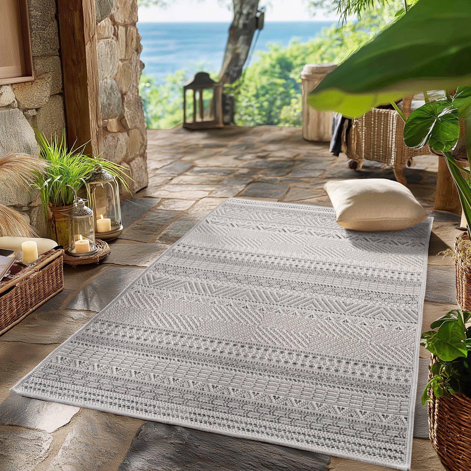 SIMPEX24 Outdoorteppich Boho Design, Läufer, Höhe: 5 mm, Outdoor Teppich We günstig online kaufen
