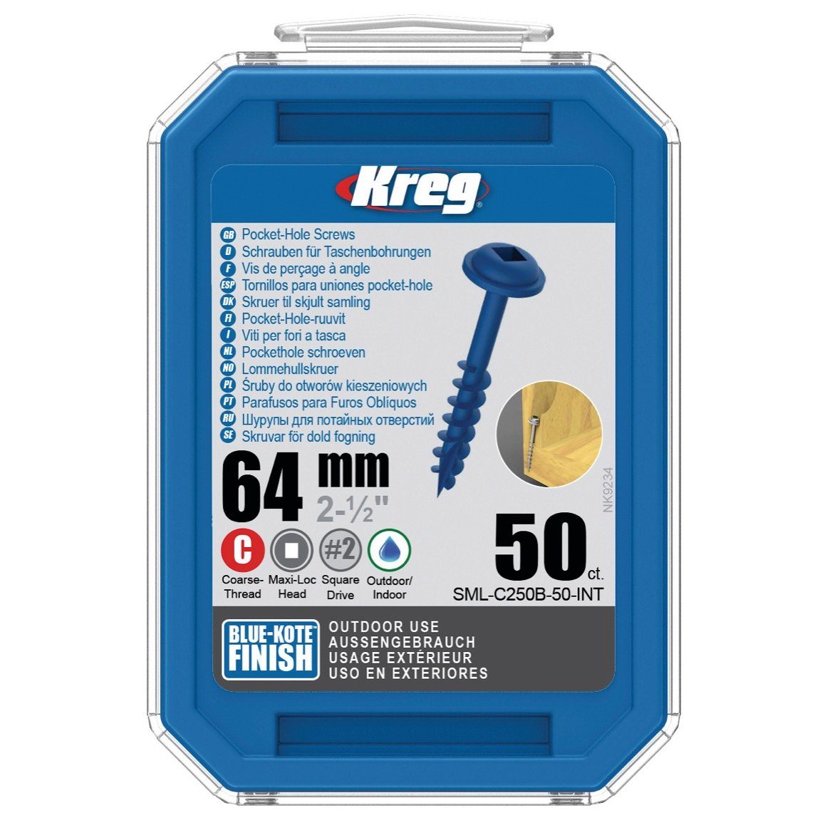 Kreg Schraube Pocket-Hole Linsenkopfschraube 64 mm 50 Stk. outdoor (SML-C250B-50)