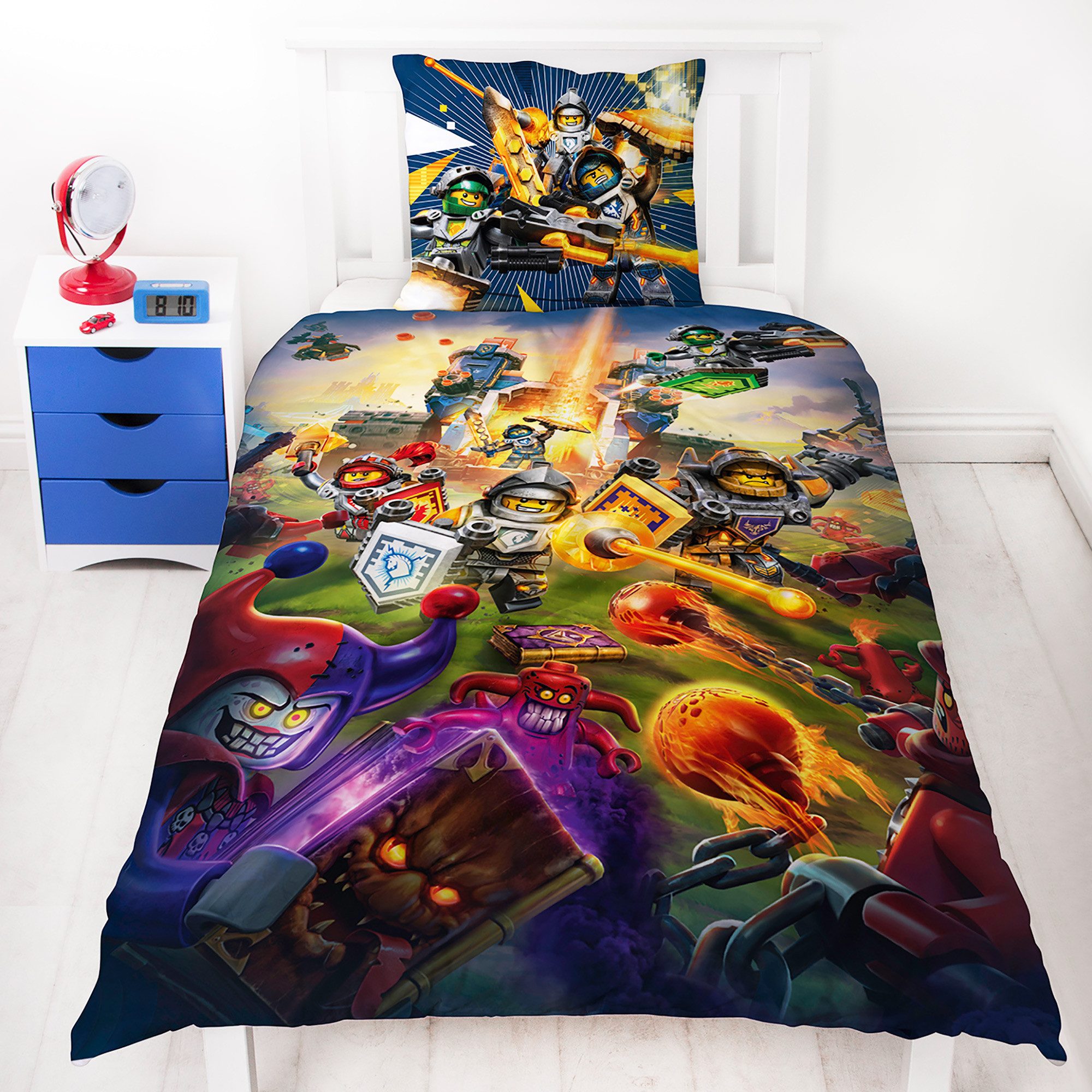 BERONAGE Kinderbettwäsche Lego Nexo Knights Bettwäsche Linon / Renforcé, 100% Baumwolle, 2 teilig, 135x200 + 80x80 cm