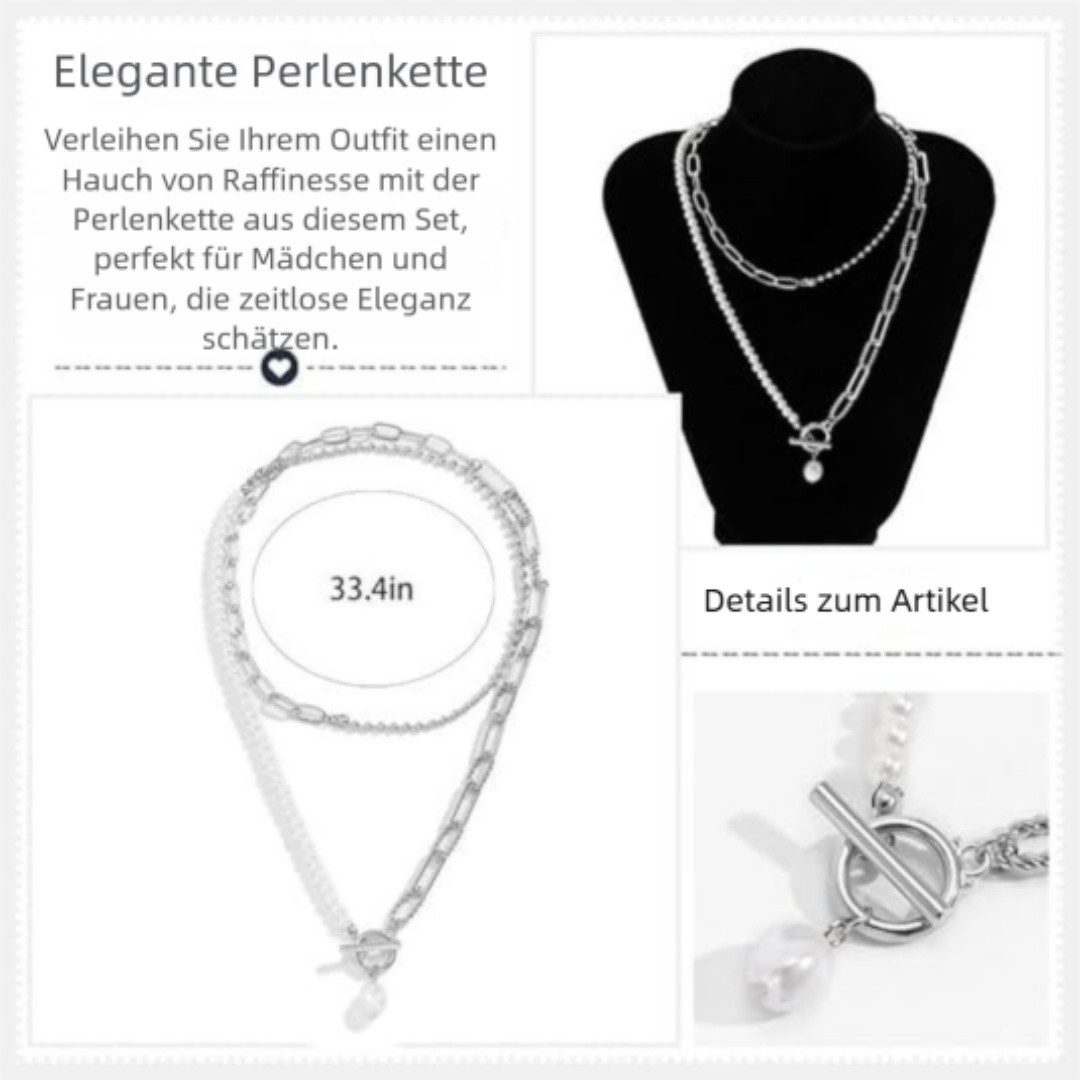 VEKROBOT Kette mit Anhänger Kunstperlen Kette Asymmetrischer Goldverschluss Ideal für Damen Teens (1-tlg., Damen Schmuck Halskette)