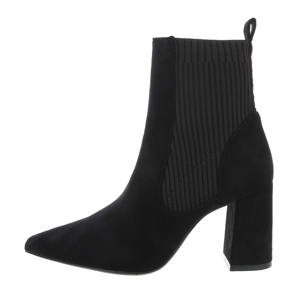 Ital-Design Damen Chelsea Elegant High-Heel-Stiefelette Blockabsatz Chelsea Boots in Schwarz